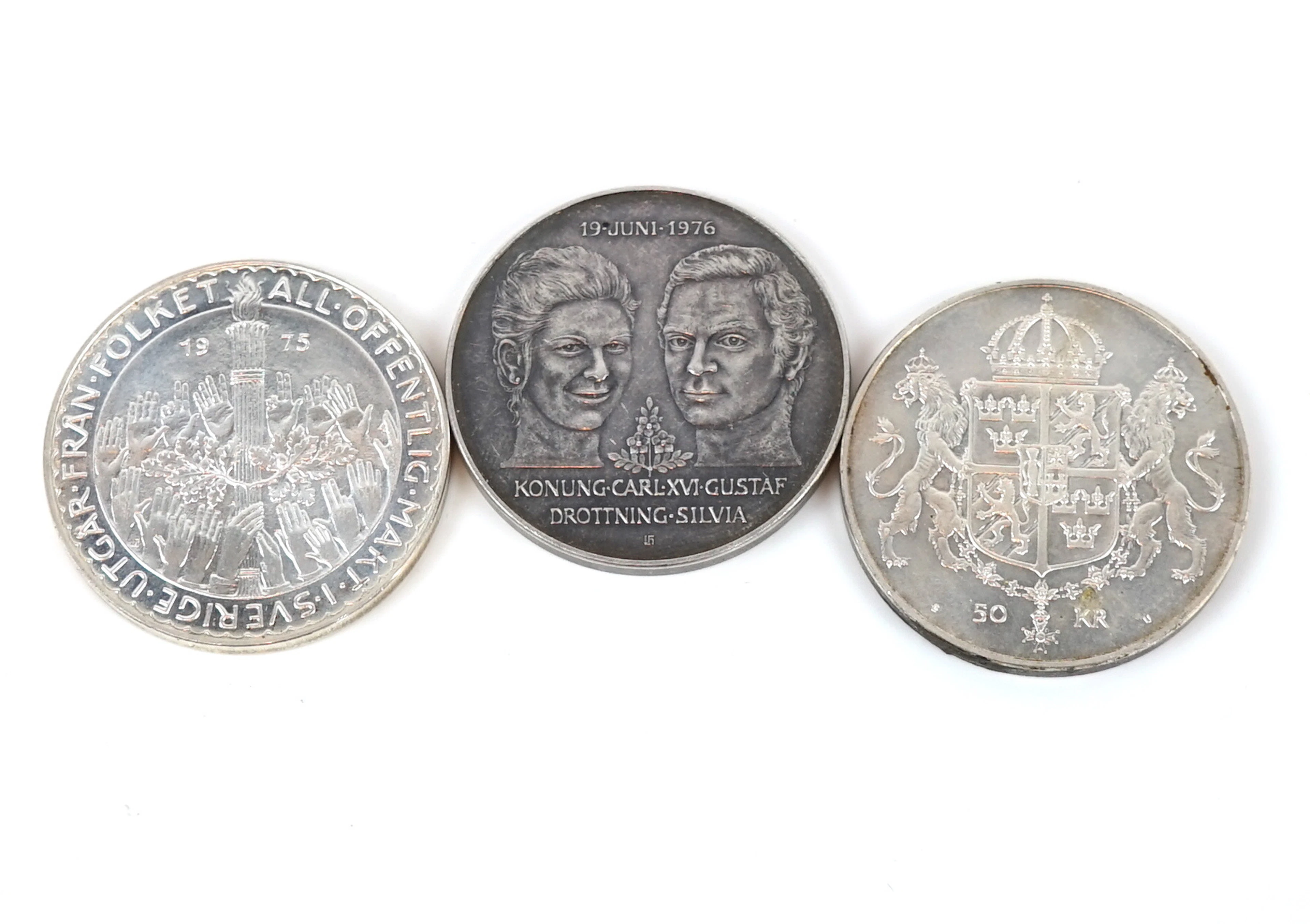 Monedas de coleccionista, 3 piezas, plata esterlina 925.
