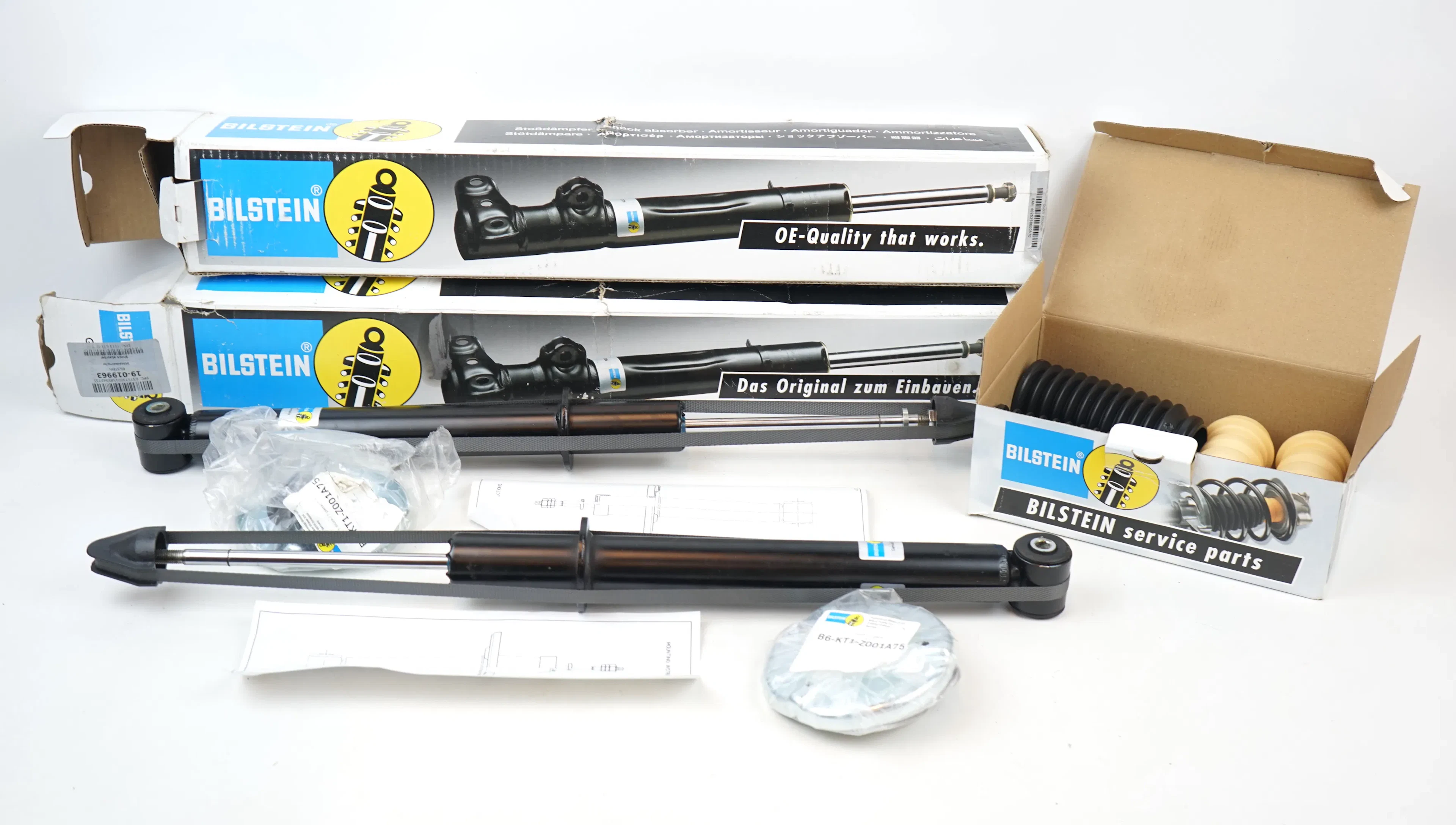 Gas pressure damper and protective bellows, 6 pieces, Bilstein.
