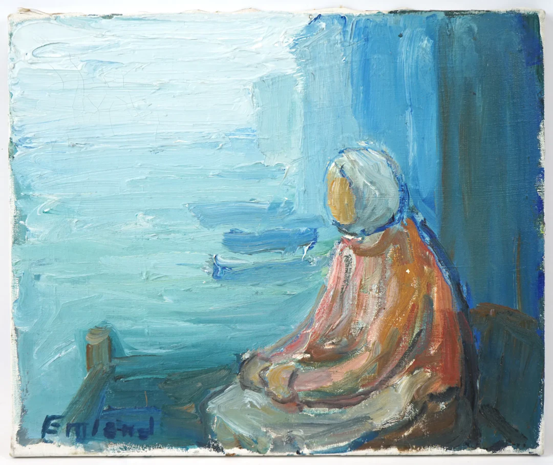 Einar Emland, ''Fisherwoman'', oil on canvas, signed.