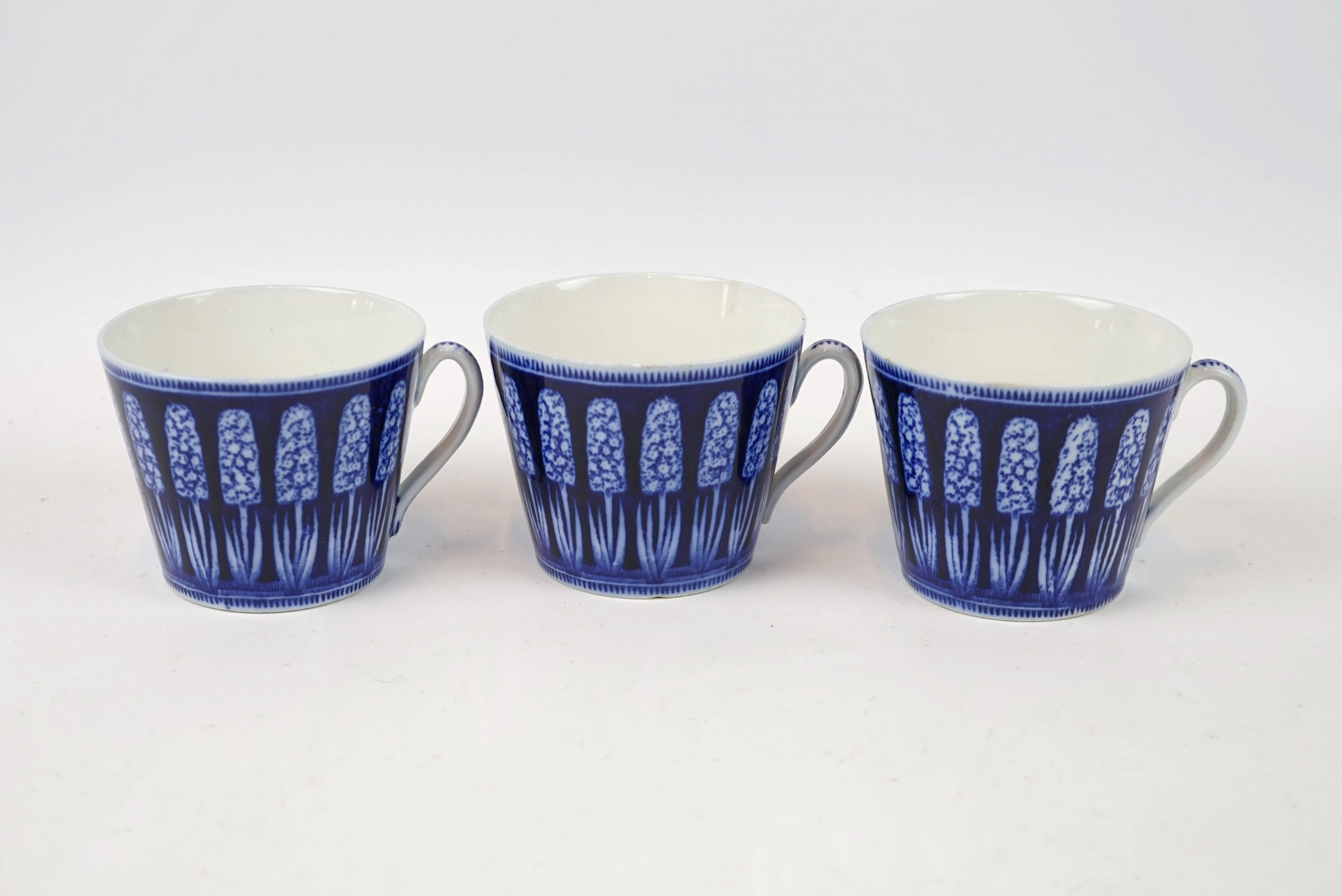 Arthur Percy, 3 teacups, flintware, ''Blue Hyacinth'', Gefle.