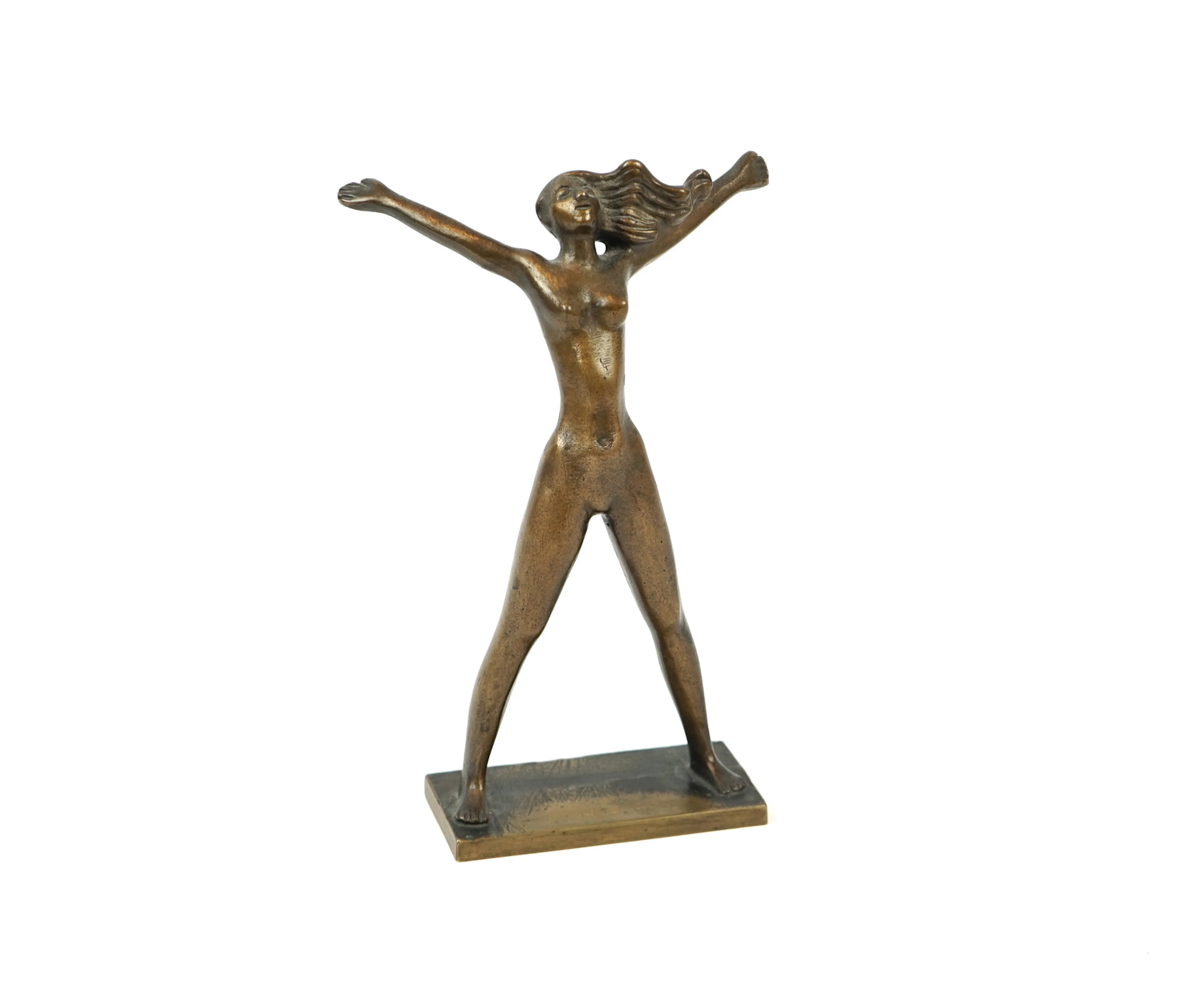 Stig Blomberg, "Fritidsflickan", skulptur, patinerad brons, monogramsignerad