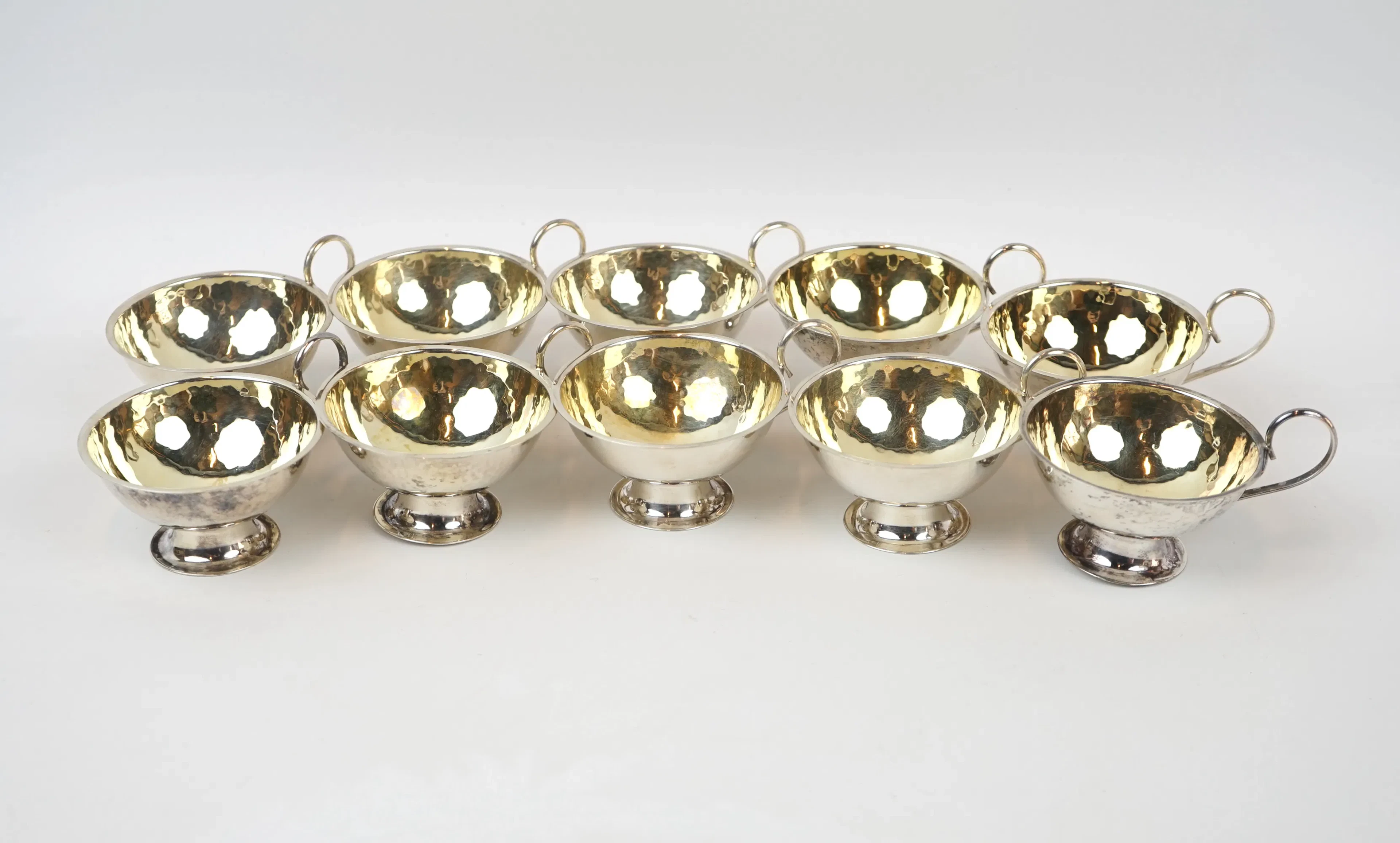 Copas de punzón, 10 piezas, plata.