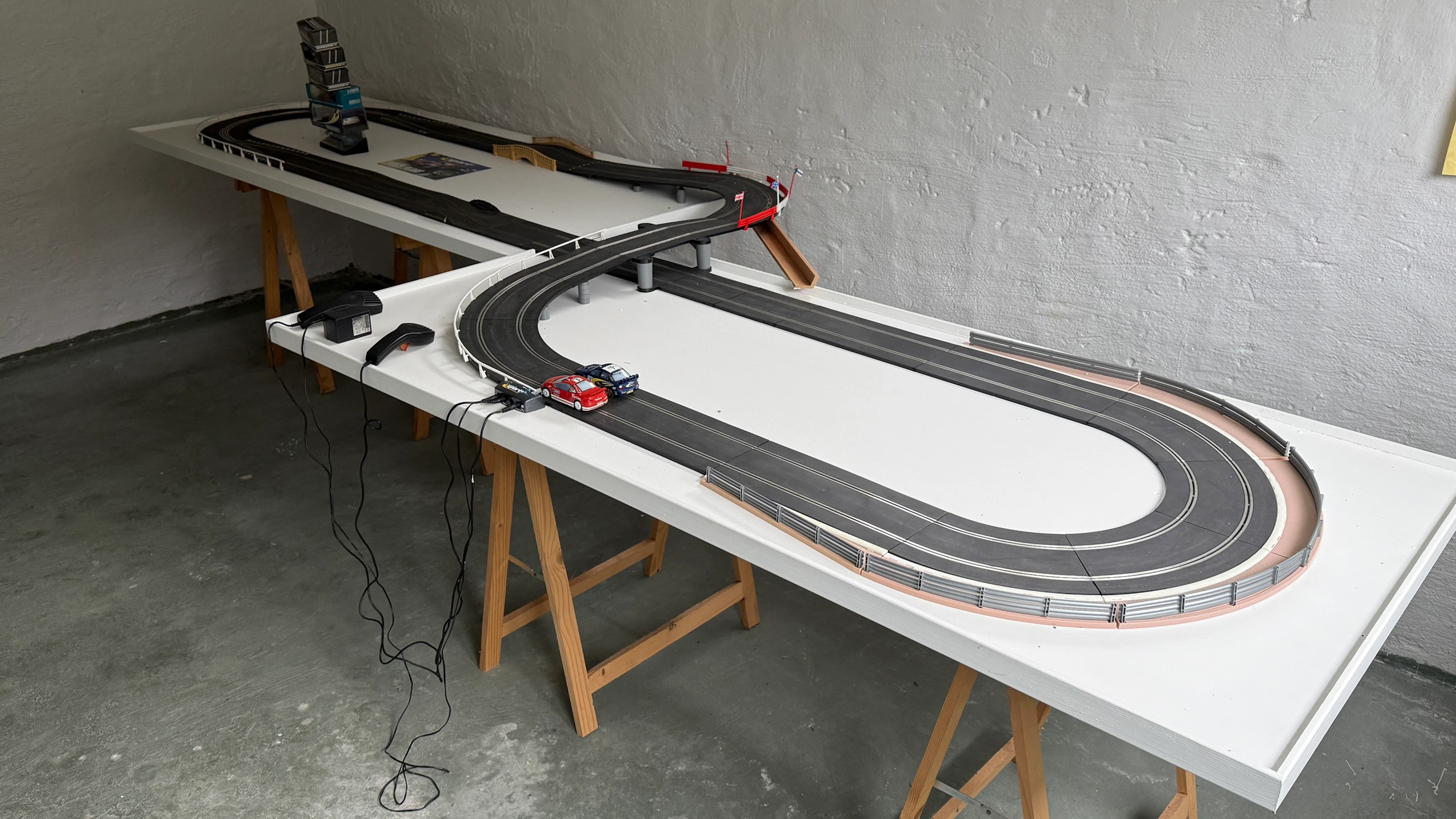 Car track and model cars, Scalextric.