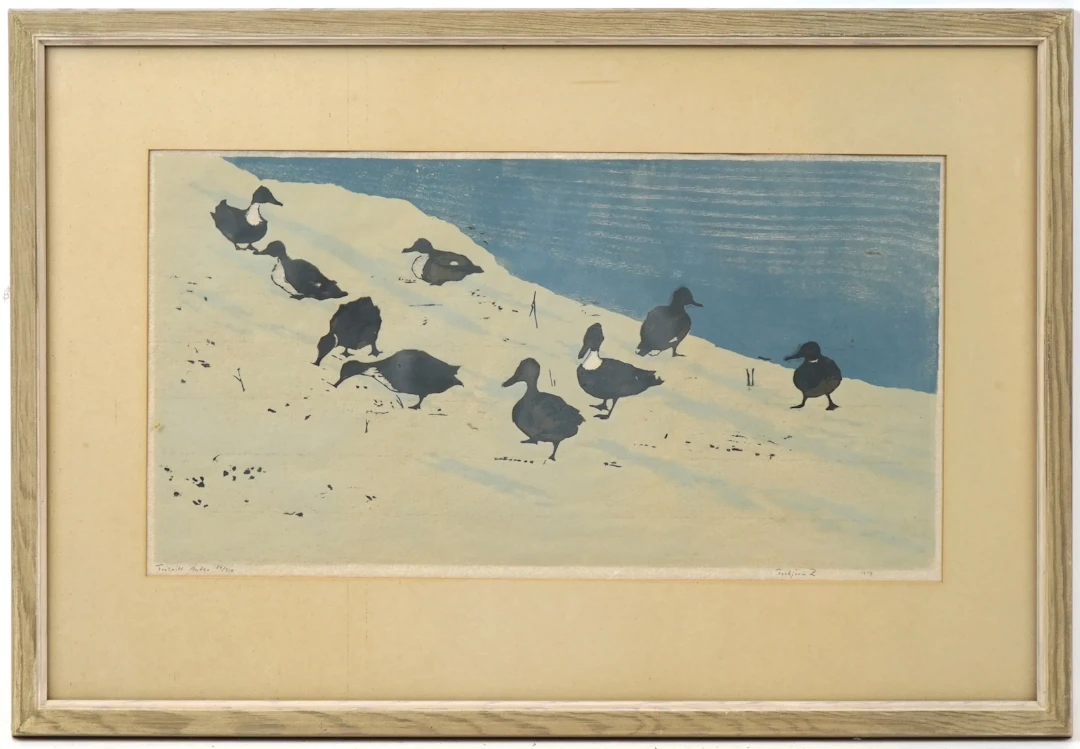 Torbjörn Zetterholm, ''Ducks'', woodcut 24/310, signed, 1959.