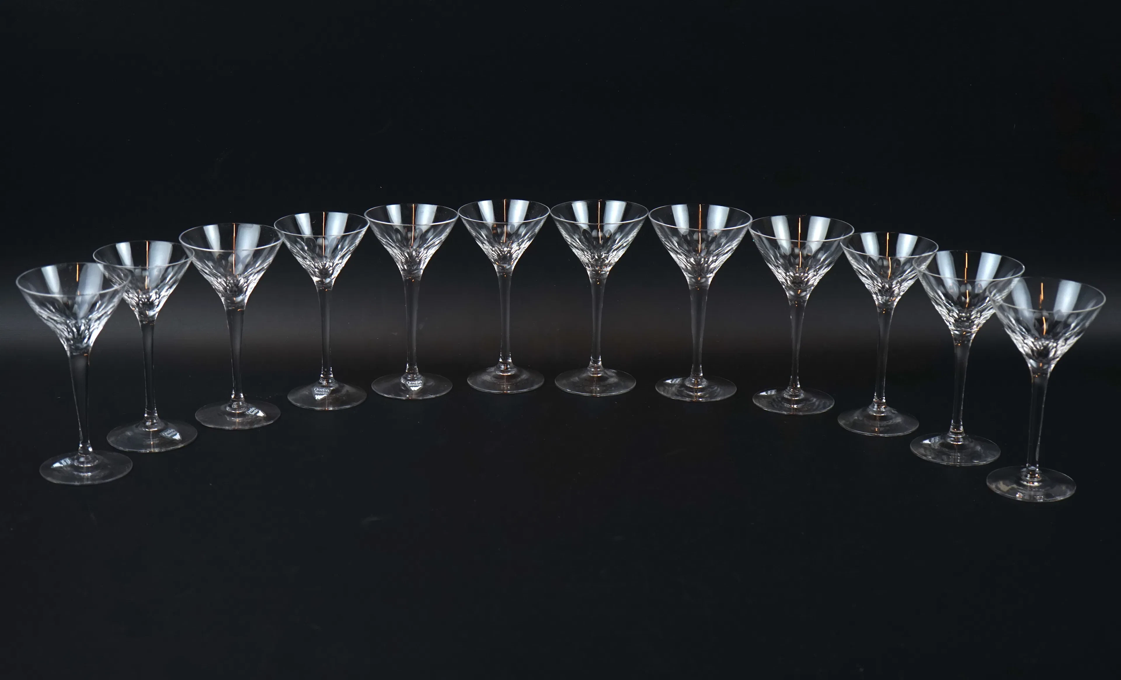 Nils Landberg, likörglas, 12 st, ''Prelude'', Orrefors.