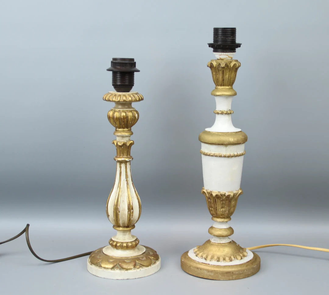 Table lamps, 2 pcs, wooden, Italy.