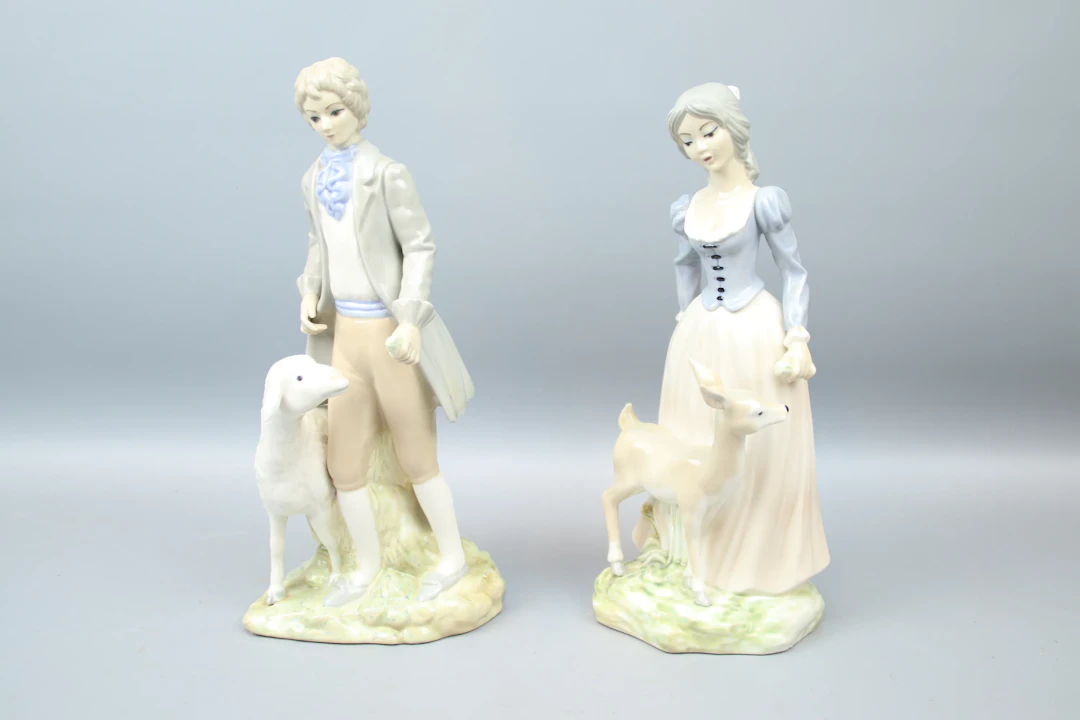 Statuine, 2 pezzi, porcellana, Tengra.