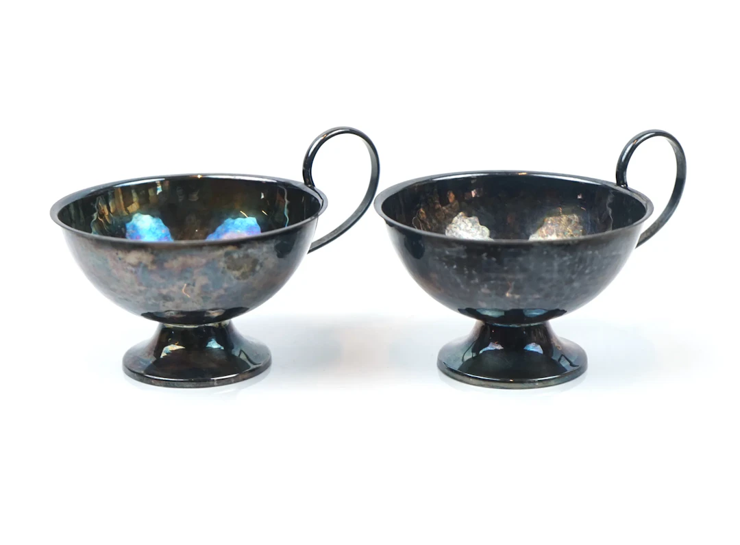 Copas de punzón, 2 piezas, plata.