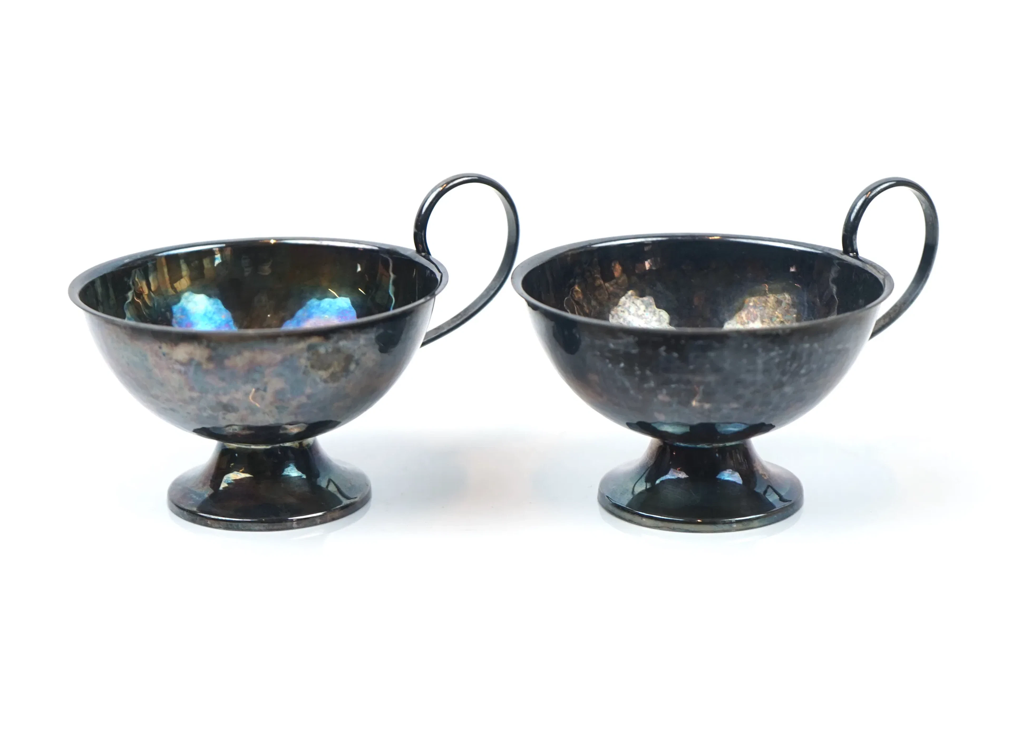 Copas de punzón, 2 piezas, plata.