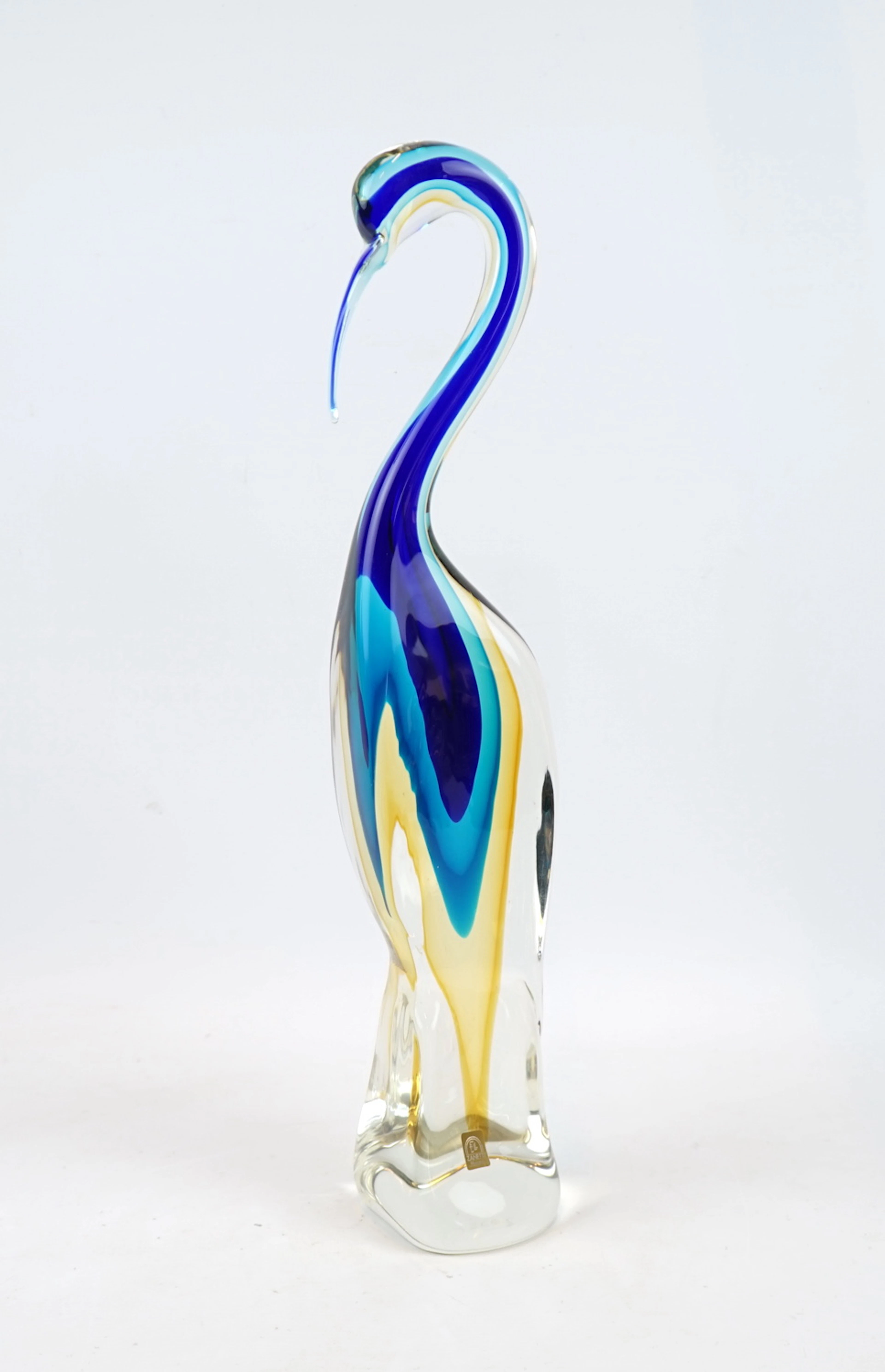 Oscar Zanetti, scultura, uccello, vetro, autografo, Murano, Italia.