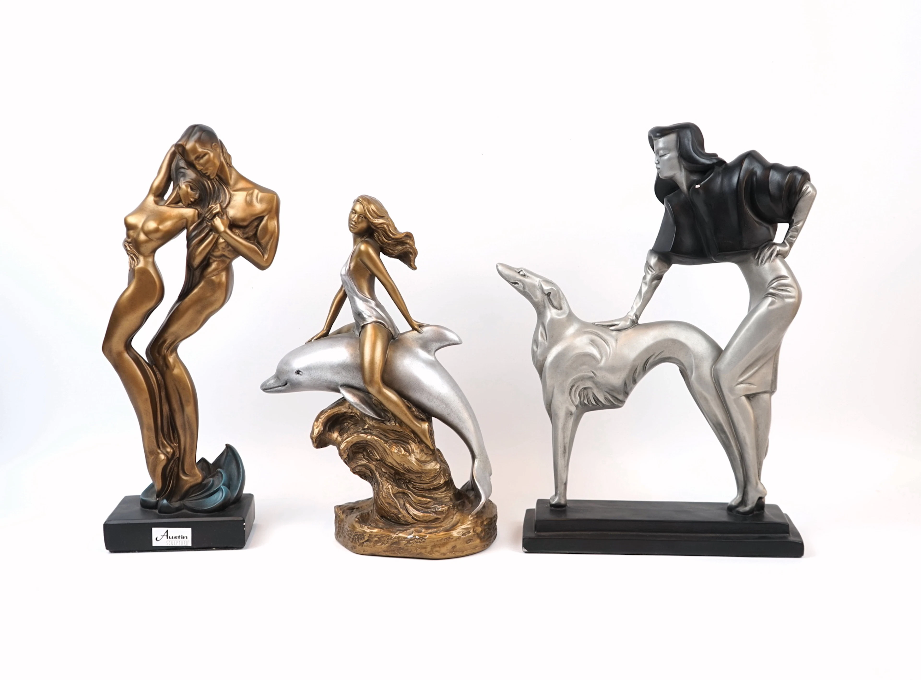 Sculptures, 3 pièces, plâtre, Austin Sculpture.
