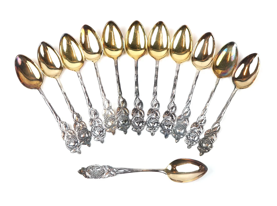 Coffee spoons, 12 pieces, silver.