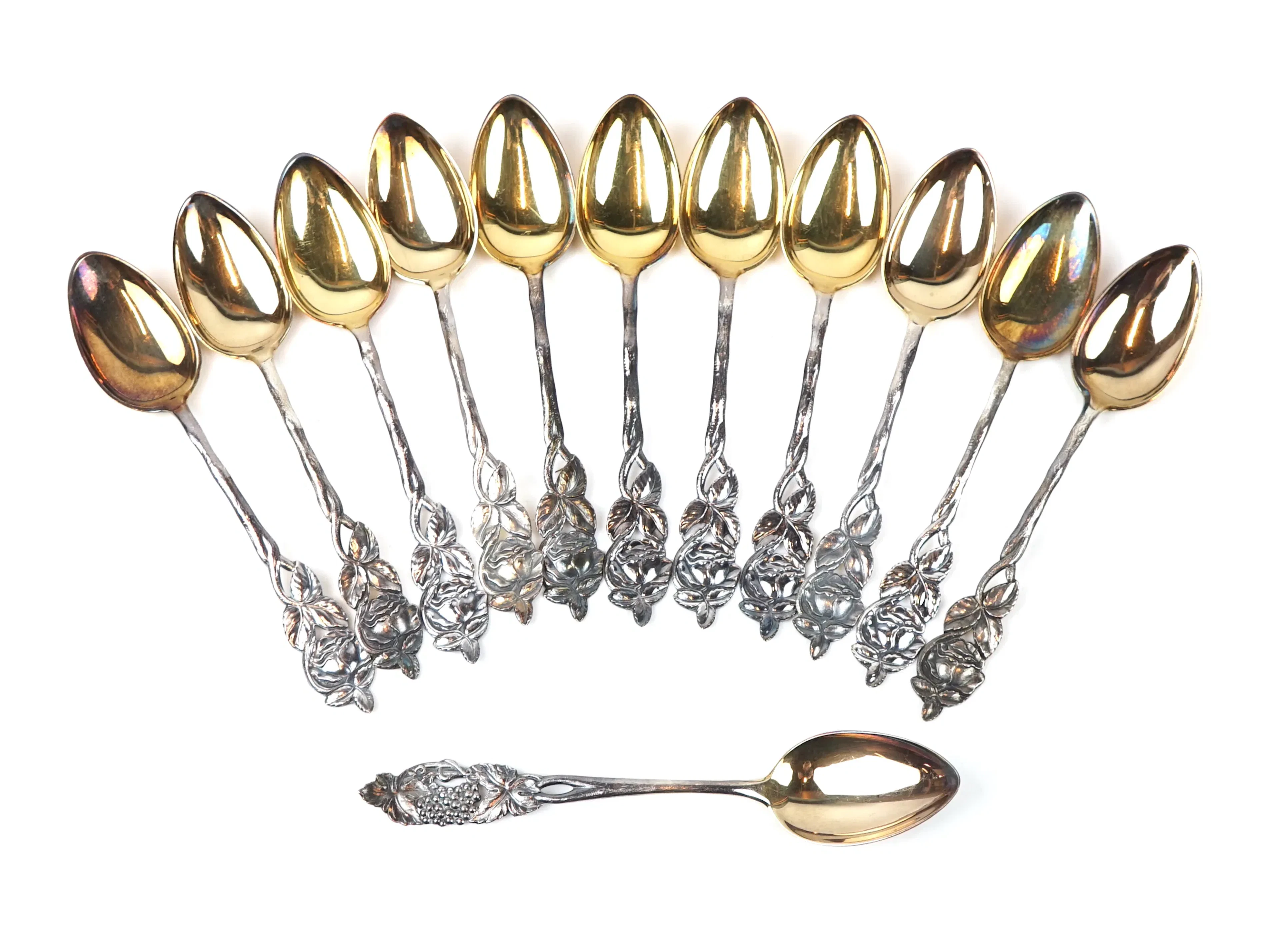 Coffee spoons, 12 pieces, silver.