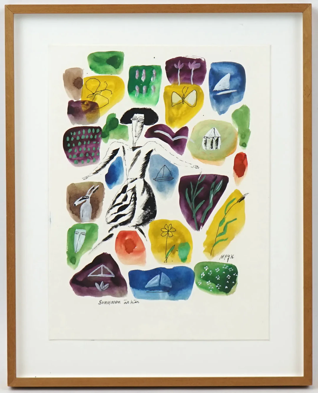 Madeleine Pyk, ''El verano está aquí'', técnica mixta sobre papel, firmado.