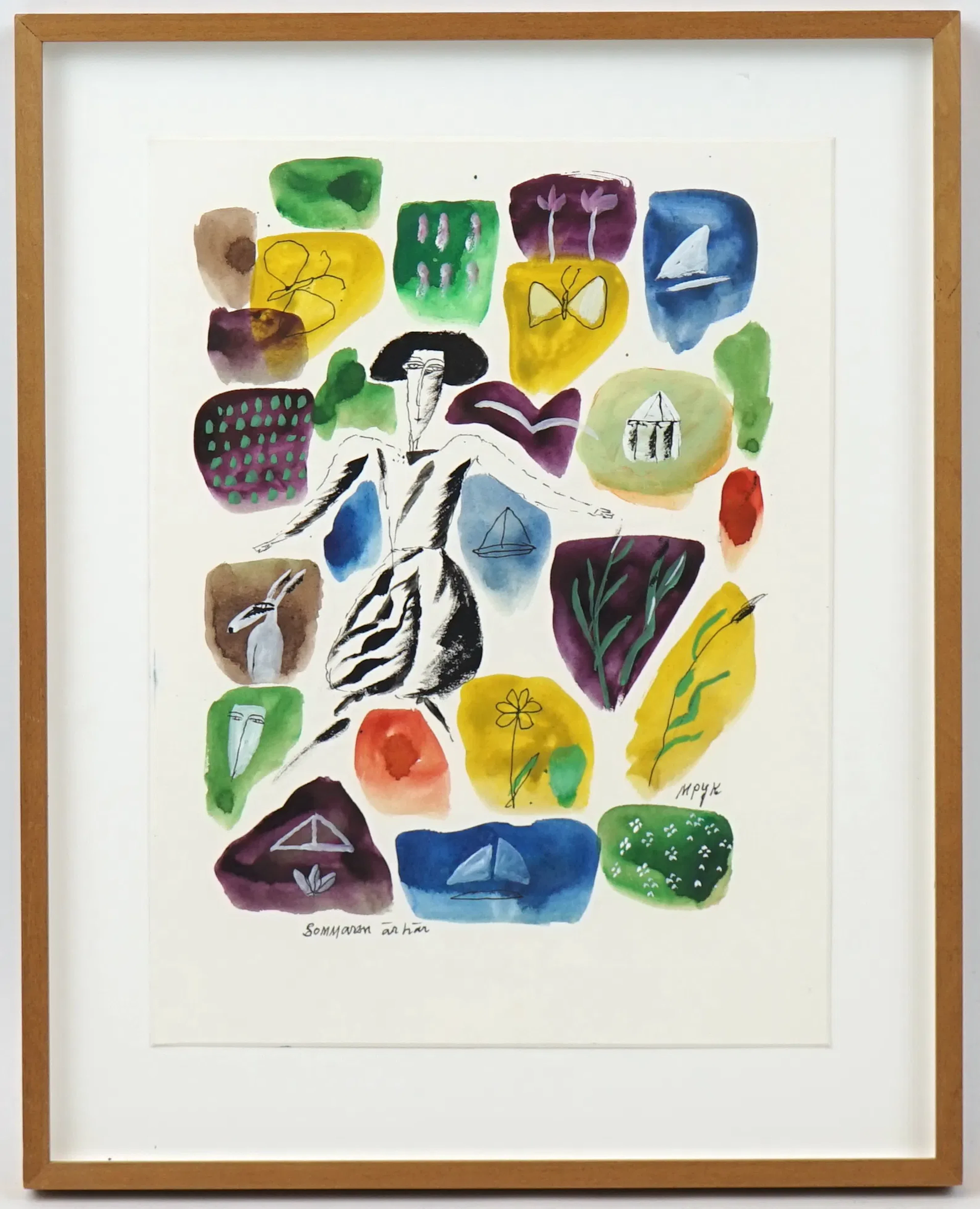 Madeleine Pyk, ''El verano está aquí'', técnica mixta sobre papel, firmado.