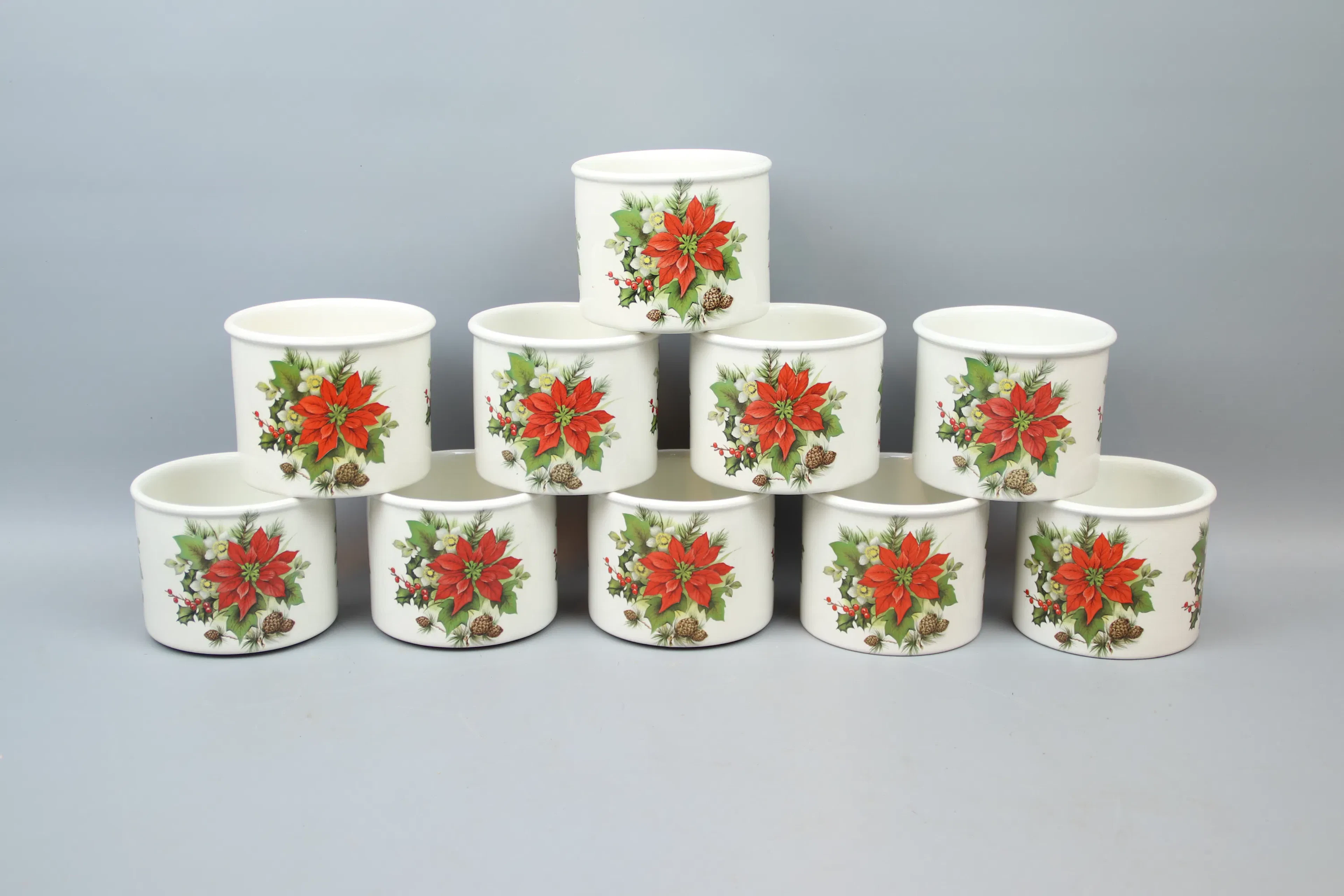 Rivestimento esterno di Natale, 10 pezzi, ceramica, Portmeirion, Inghilterra.