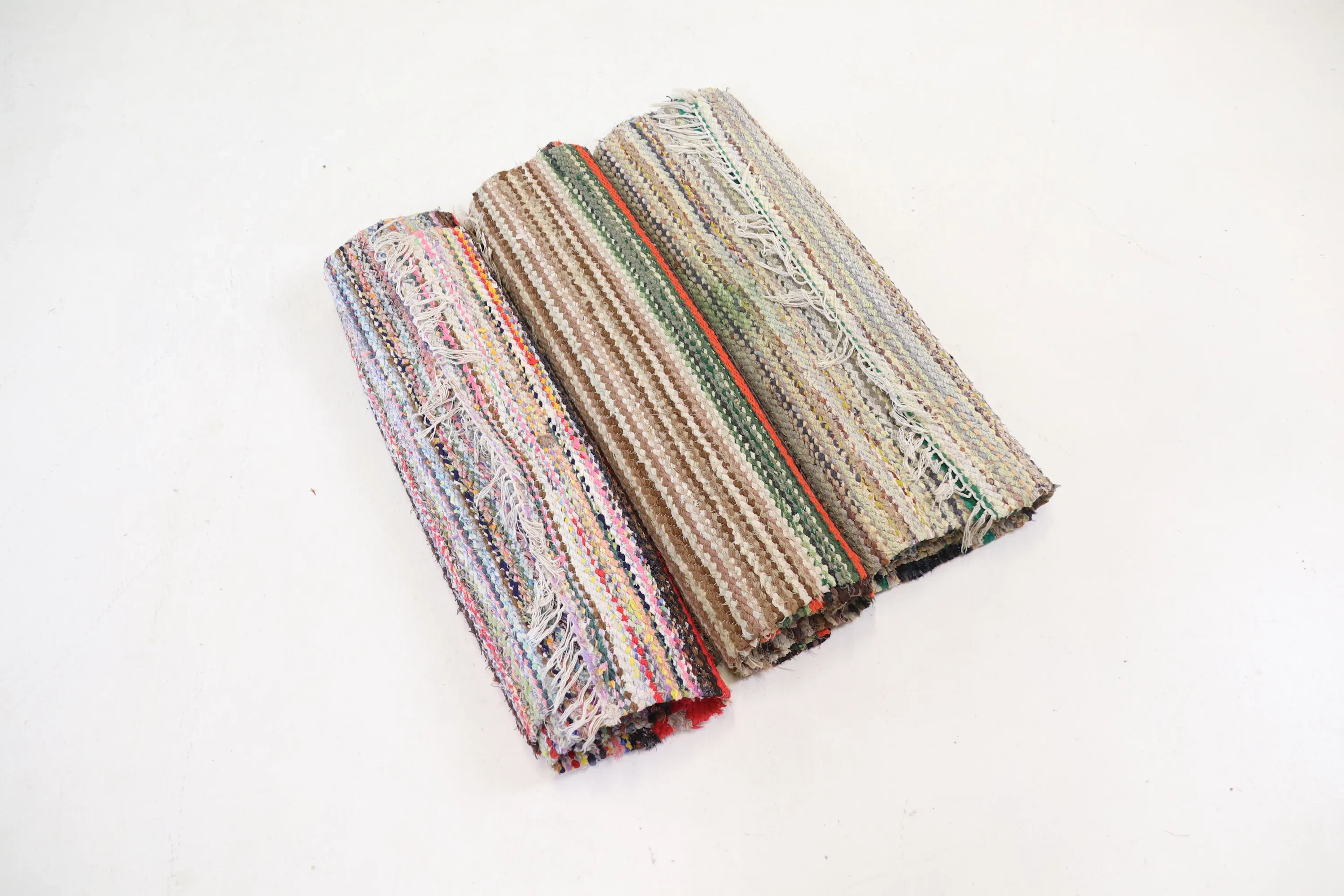 Alfombras de trapo, 3 piezas, textil.