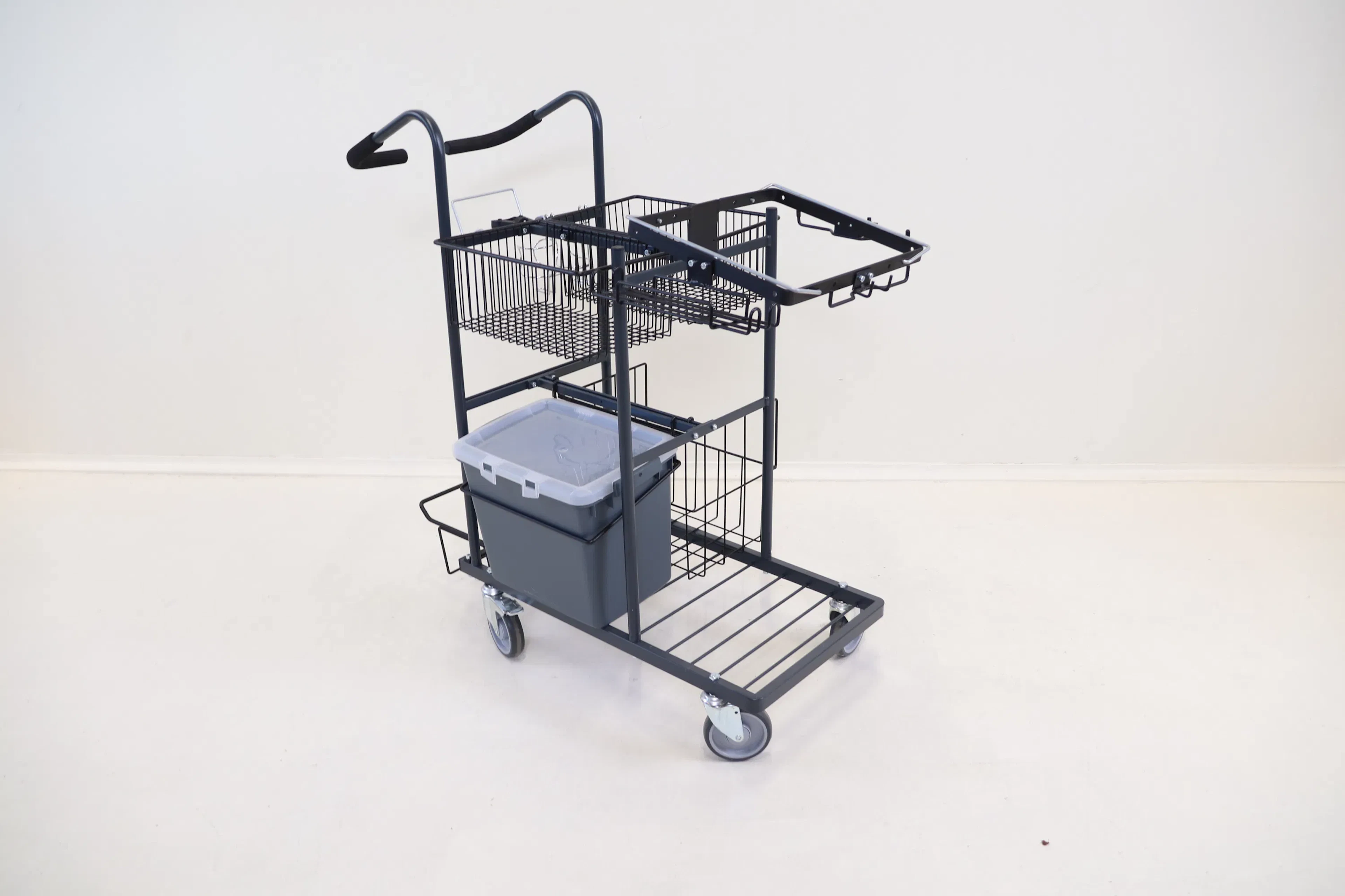 Cleaning trolley on wheels.