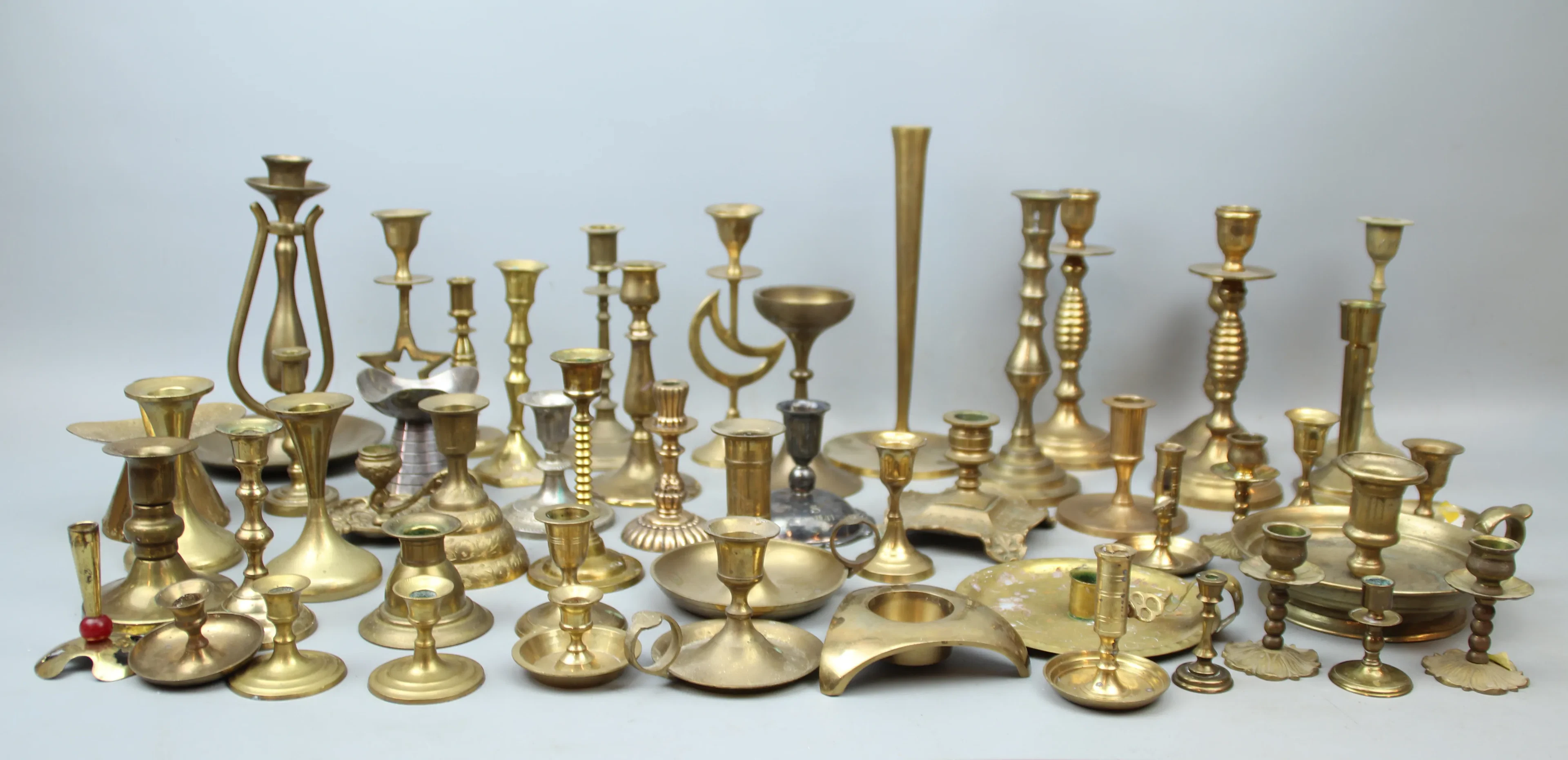 Candelabros, una sección, latón/plata níquel.