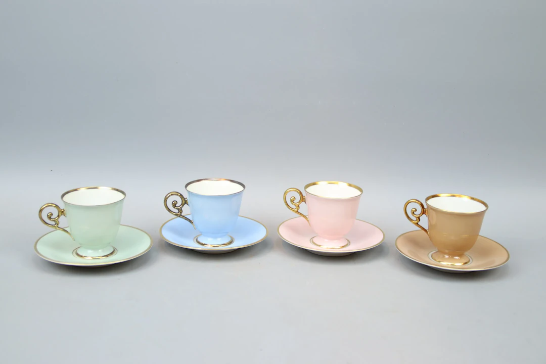 Mocca dinnerware, 15 pieces, porcelain, Tirschenreuth, Bavaria.