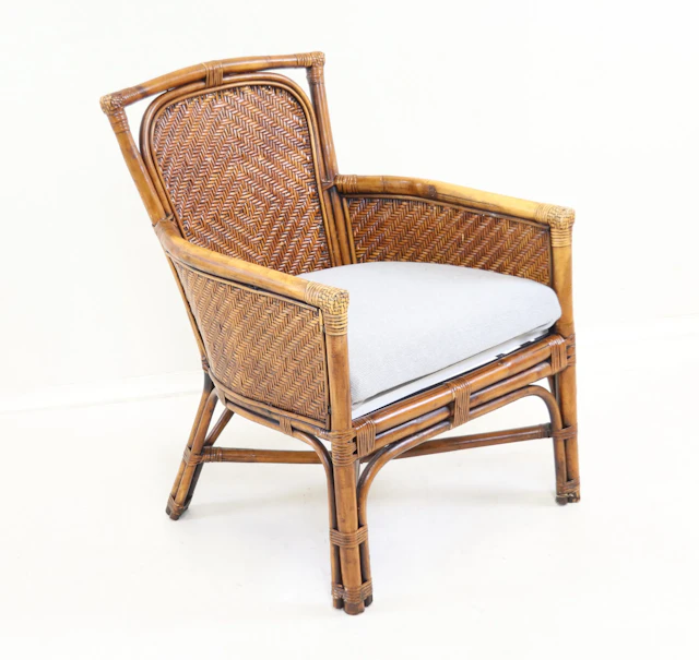 Armchair, bamboo/rattan/textile.