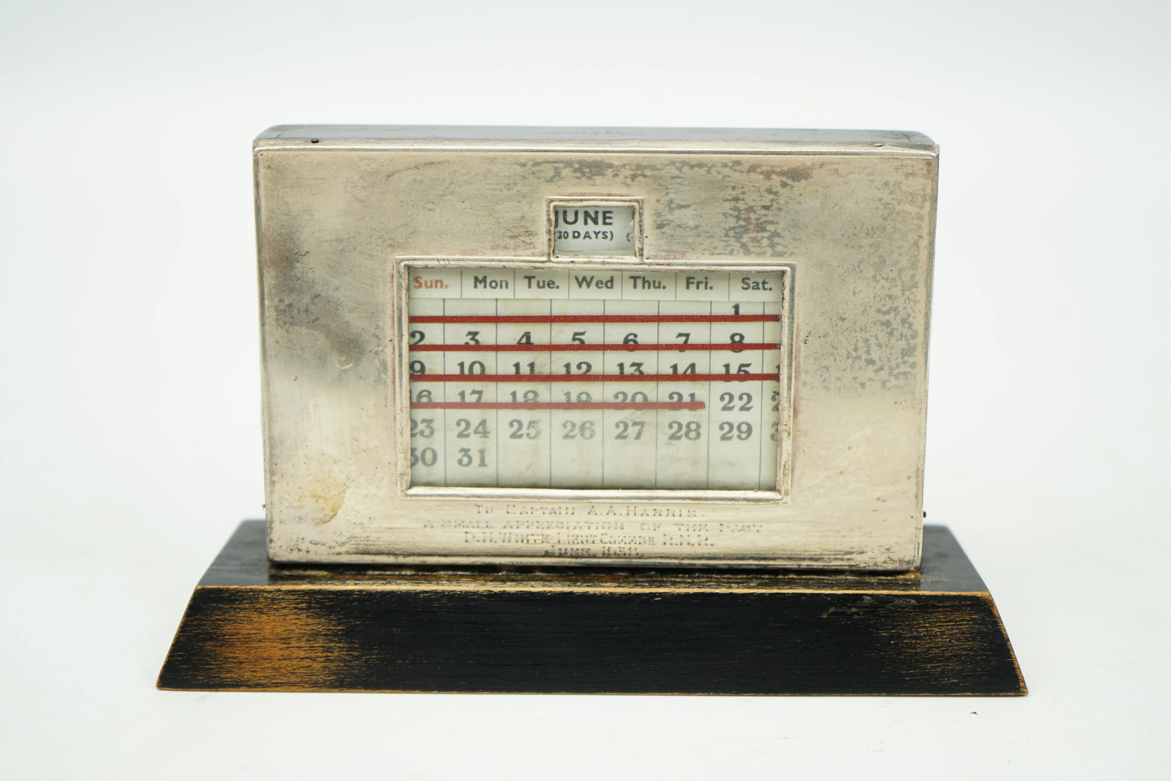 Tischkalender, sog. Ewiger Kalender, Sterling Silber, Art Deco, 1900er Jahre