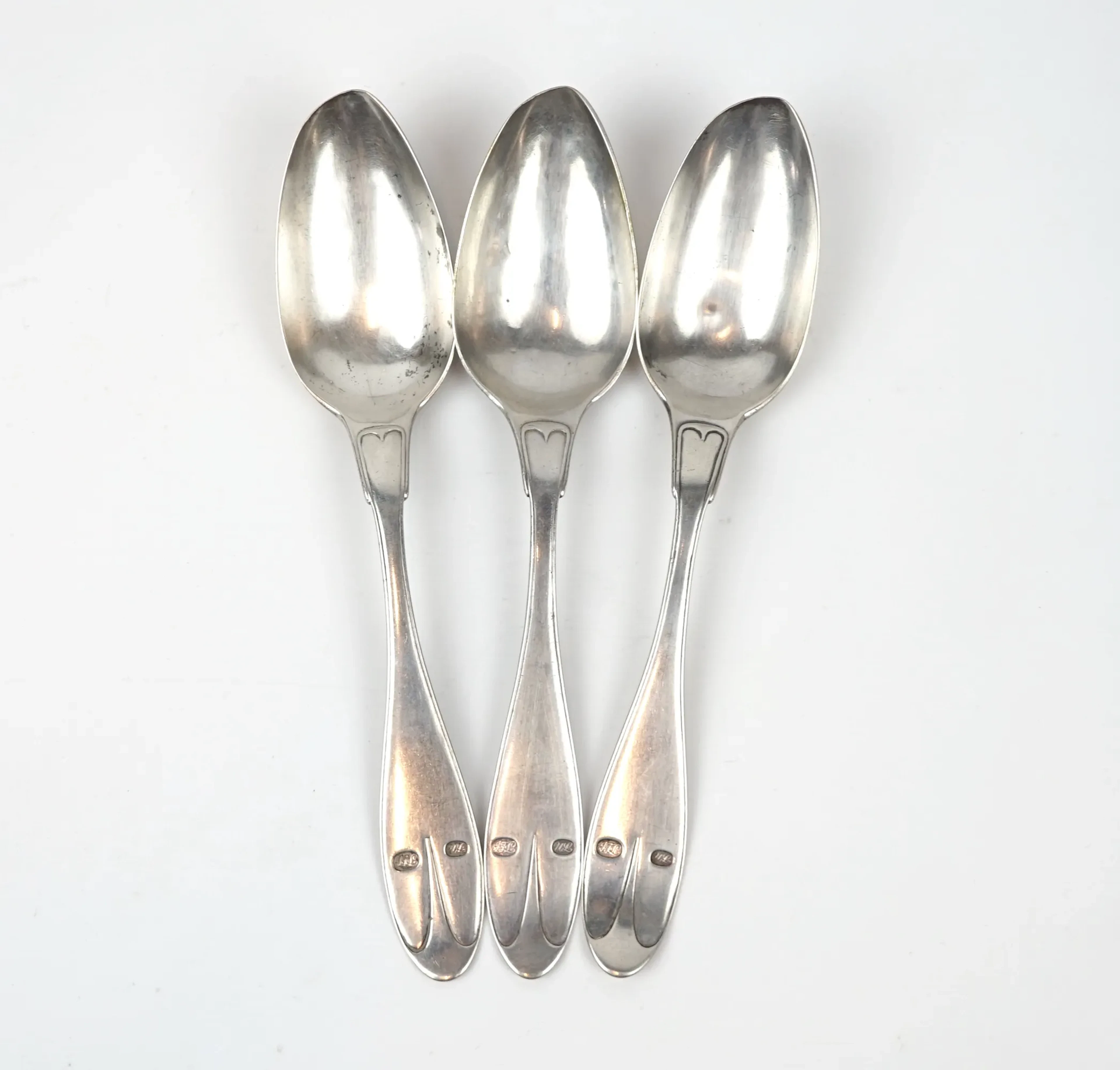 Cuillères à soupe de Carl Gustaf Högstedt, 3 pièces, argenterie, Kalmar, 1830-1831.