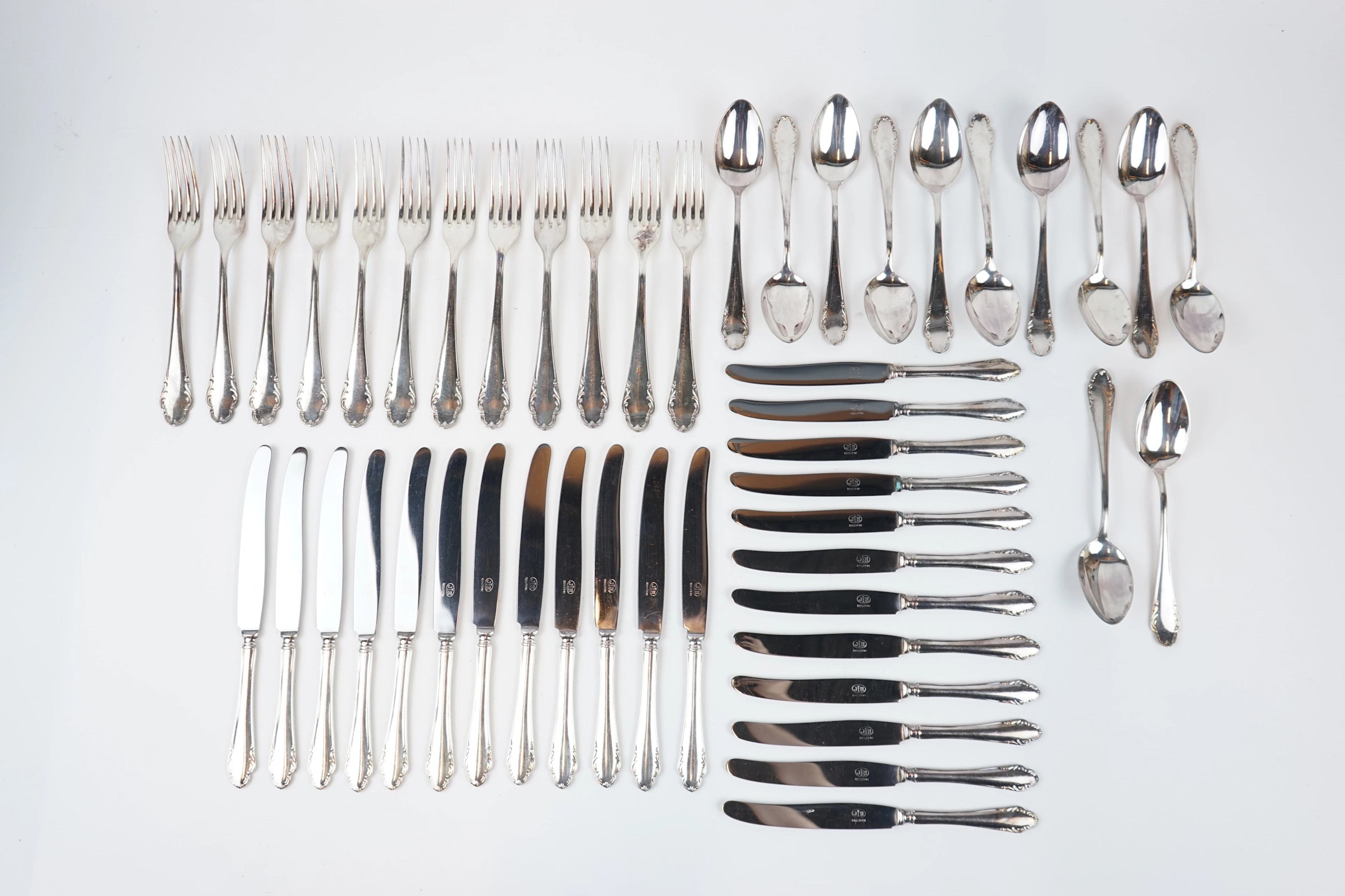 Cutlery, 48 pieces, nickel silver, "Haga".
