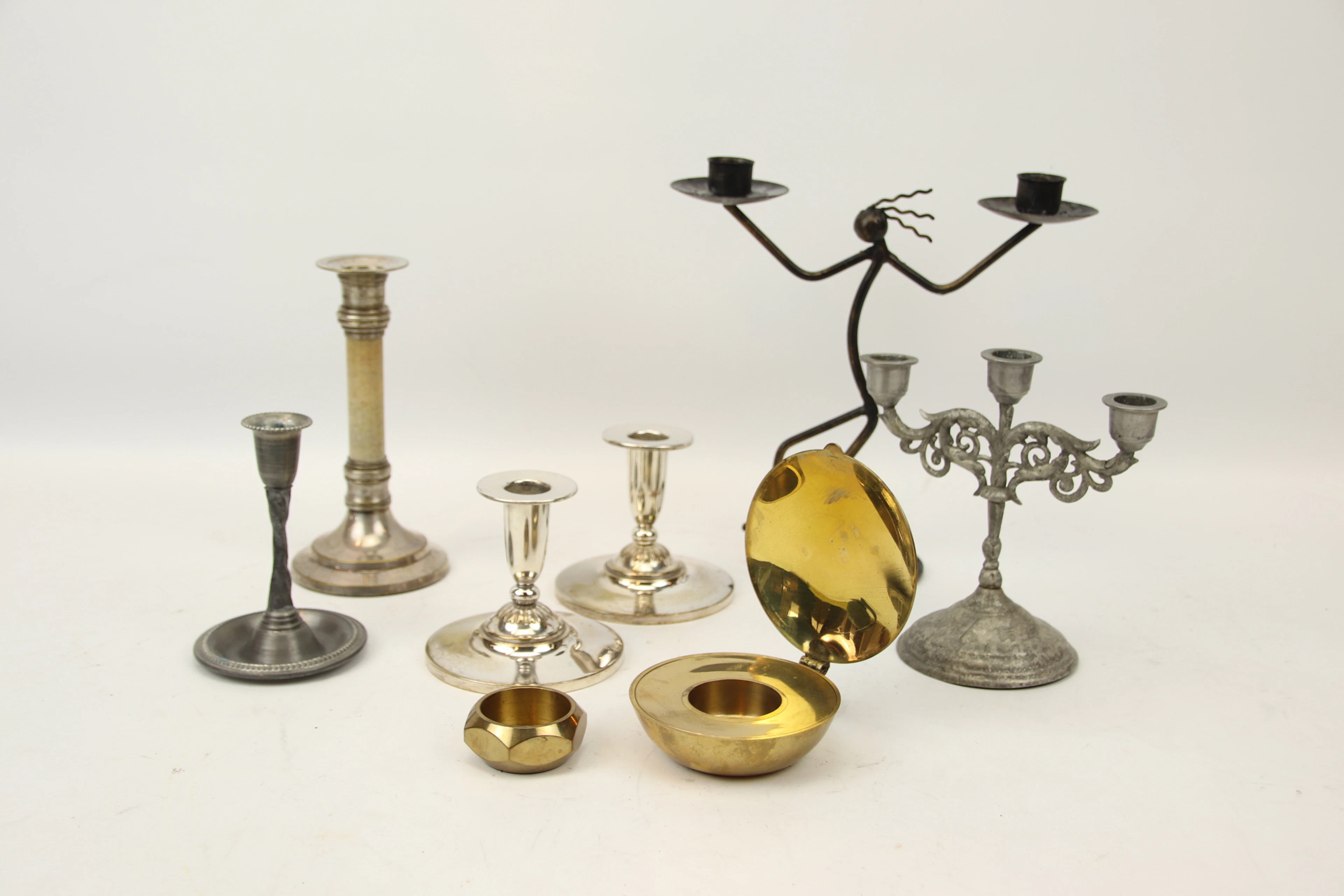 Candlesticks, 8 pcs, metal, including Skultuna and "Shell", Design House, Stockholm.