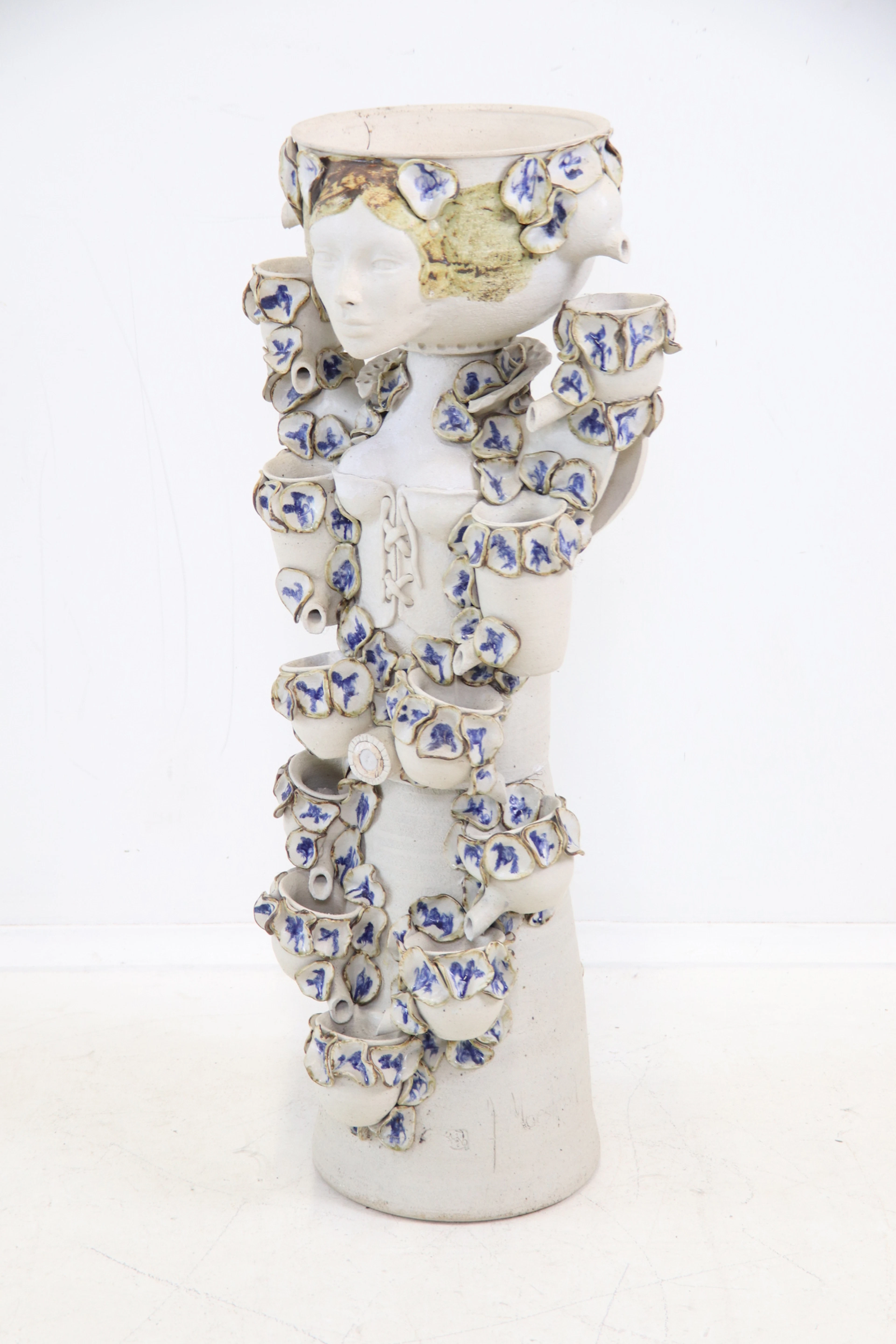 Anne-Grethe Moeslund, a stoneware garden fountain, signed, Denmark.