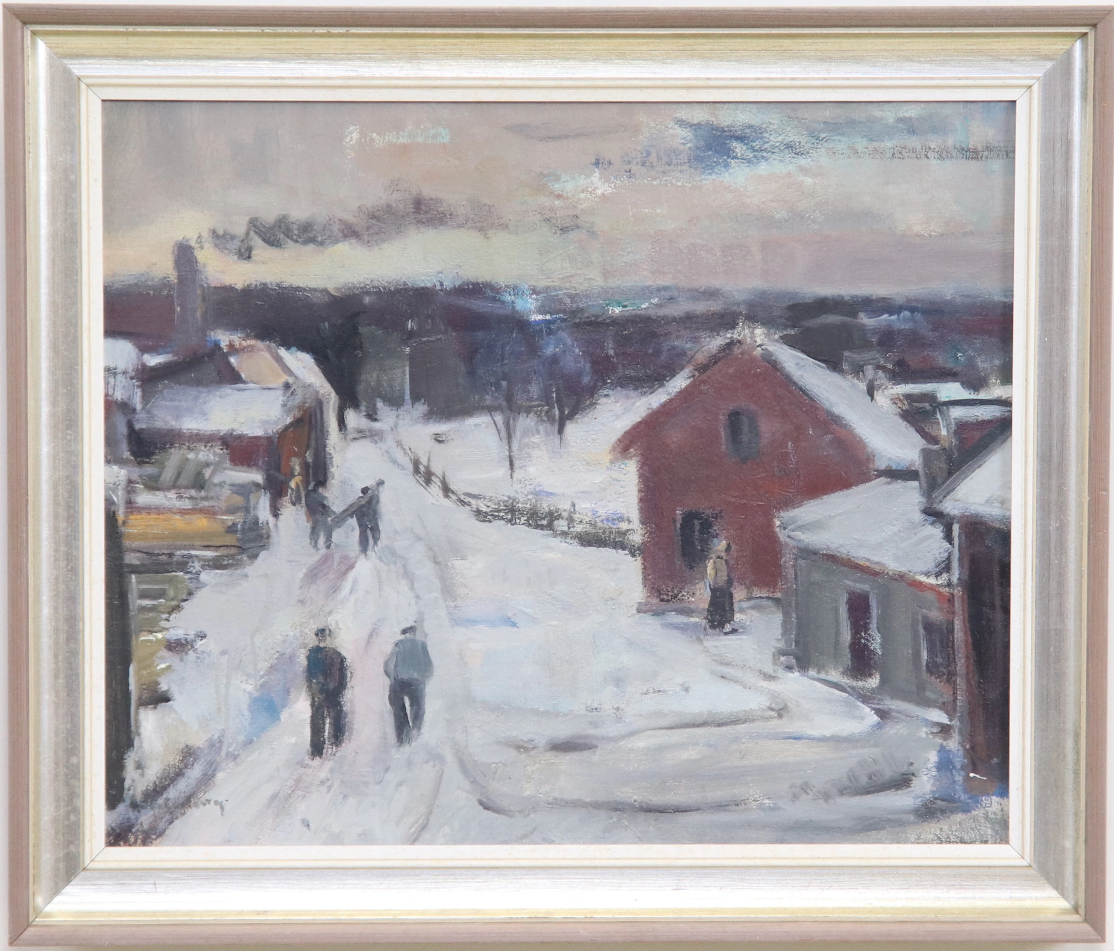 Hugo Carlberg, "The Sawmill" oil on canvas, signed.