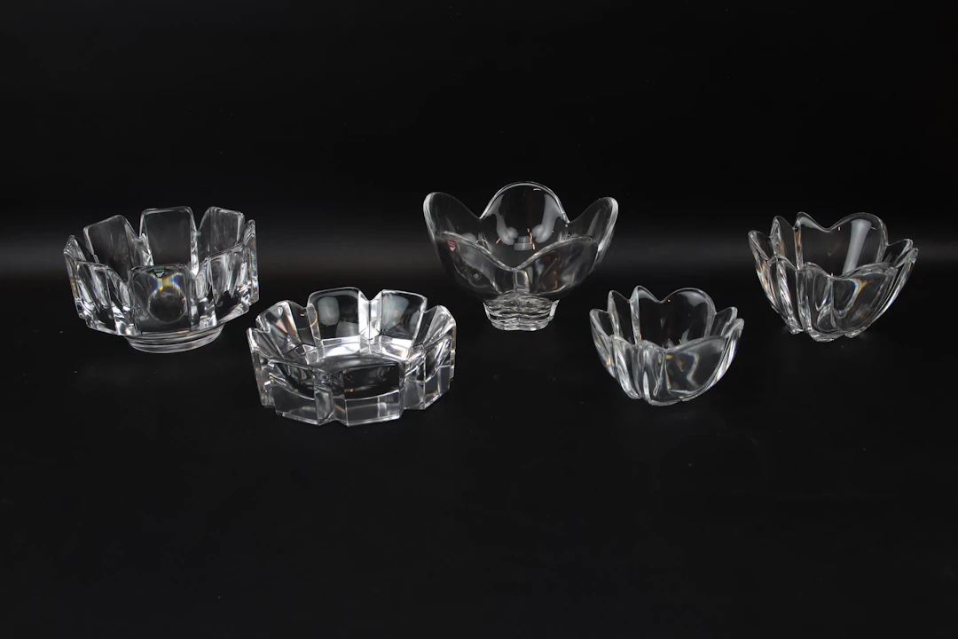 Bowls, 5 pcs, glass, Orrefors.