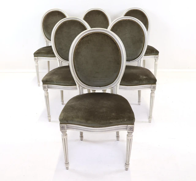 Chairs, 6 pcs, wood/textile, Gustavian style.