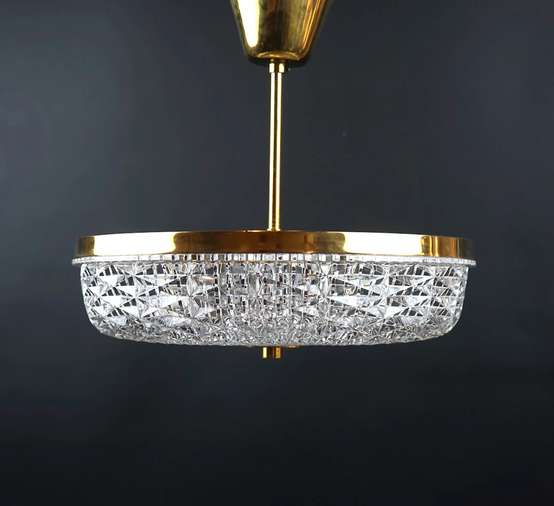 Carl Fagerlund, a glass/brass ceiling plafond, Orrefors, 1950s/60s.