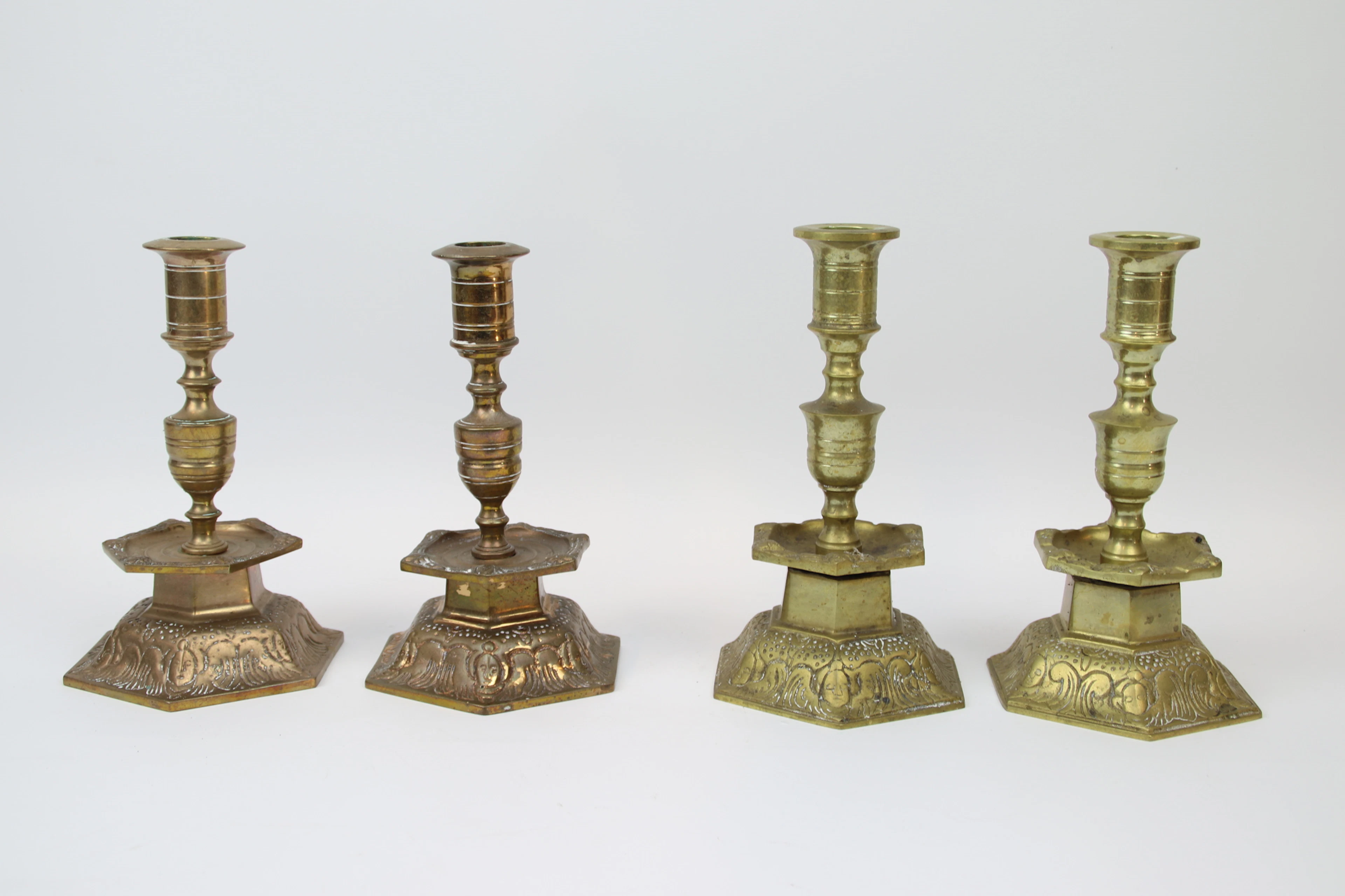 Candelabros, 2+2 piezas, mineral, estilo barroco.