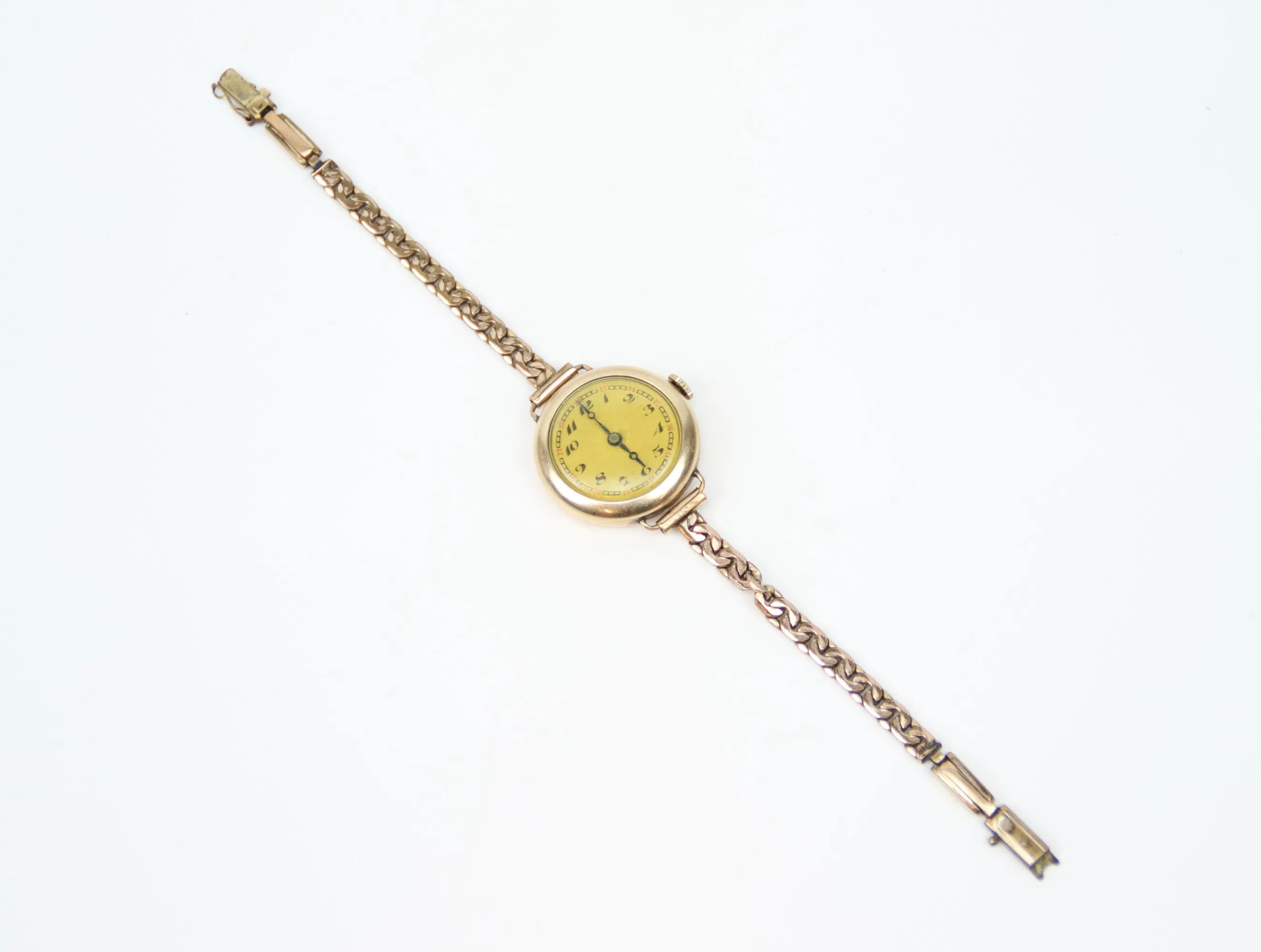 Orologio da polso da donna, doppio d'oro, manuale.