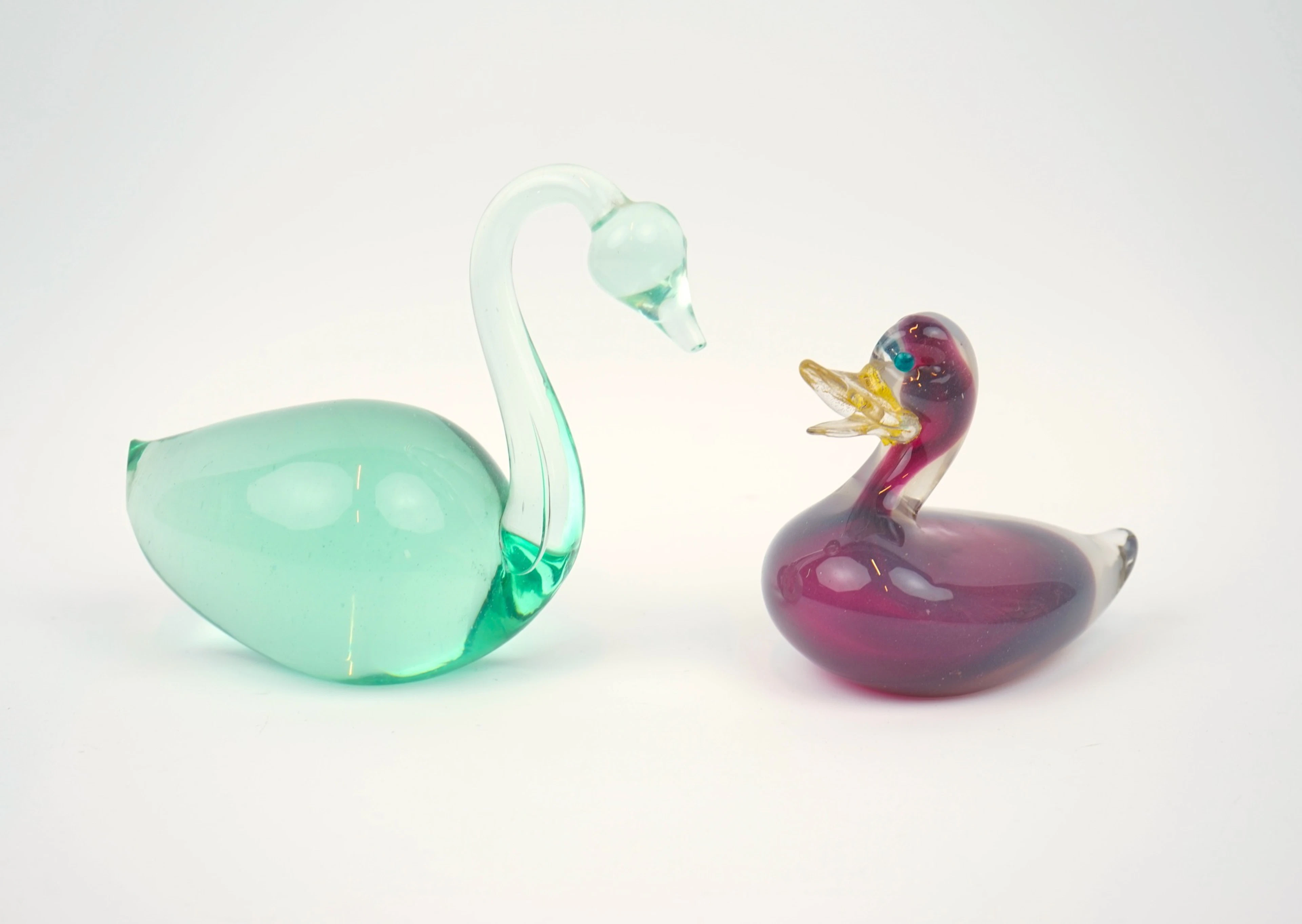 Figuras, 2 piezas, vidrio, Murano, Italia.