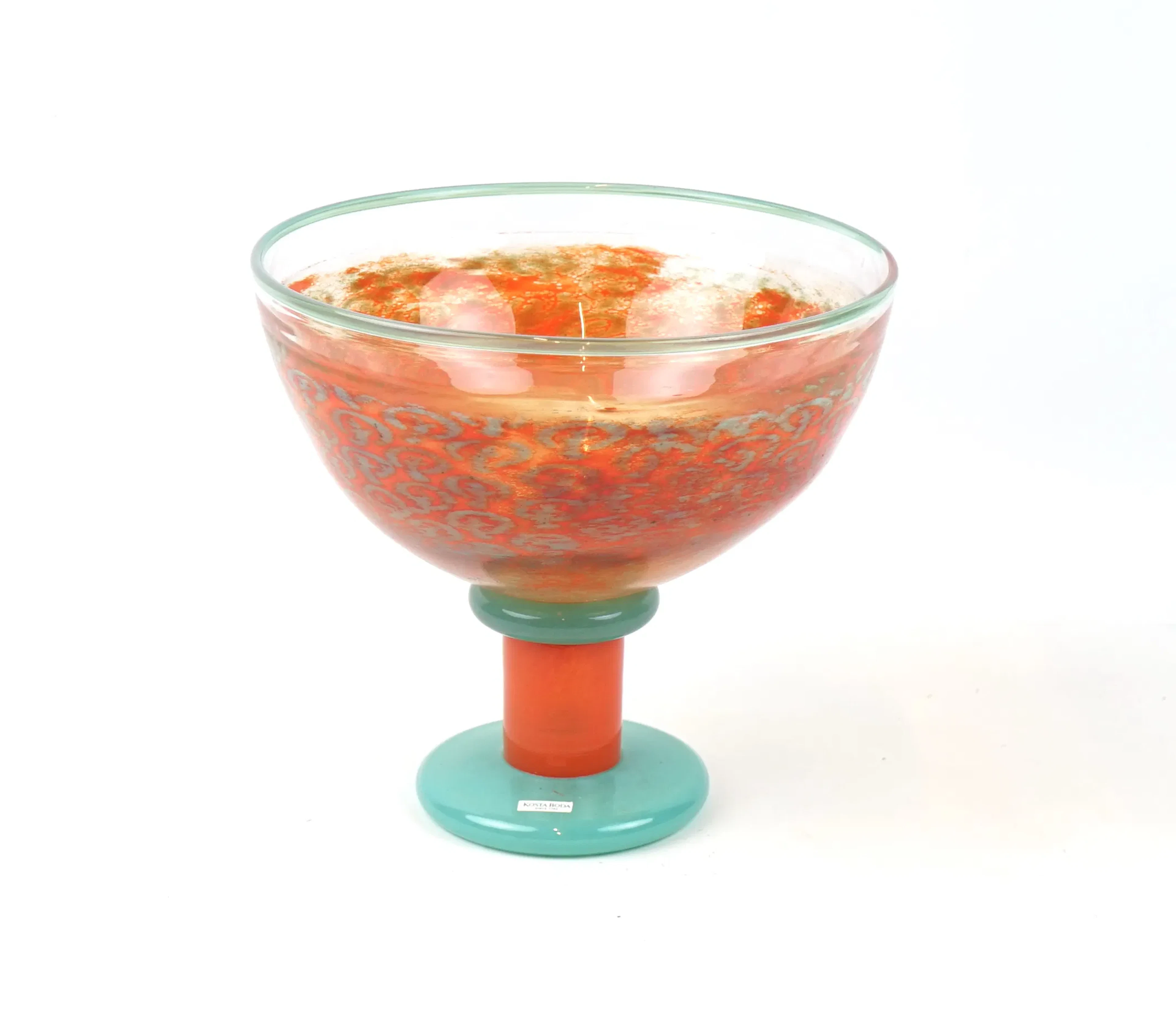 Kjell Engman, a bowl on a foot, glass, Kosta Boda.