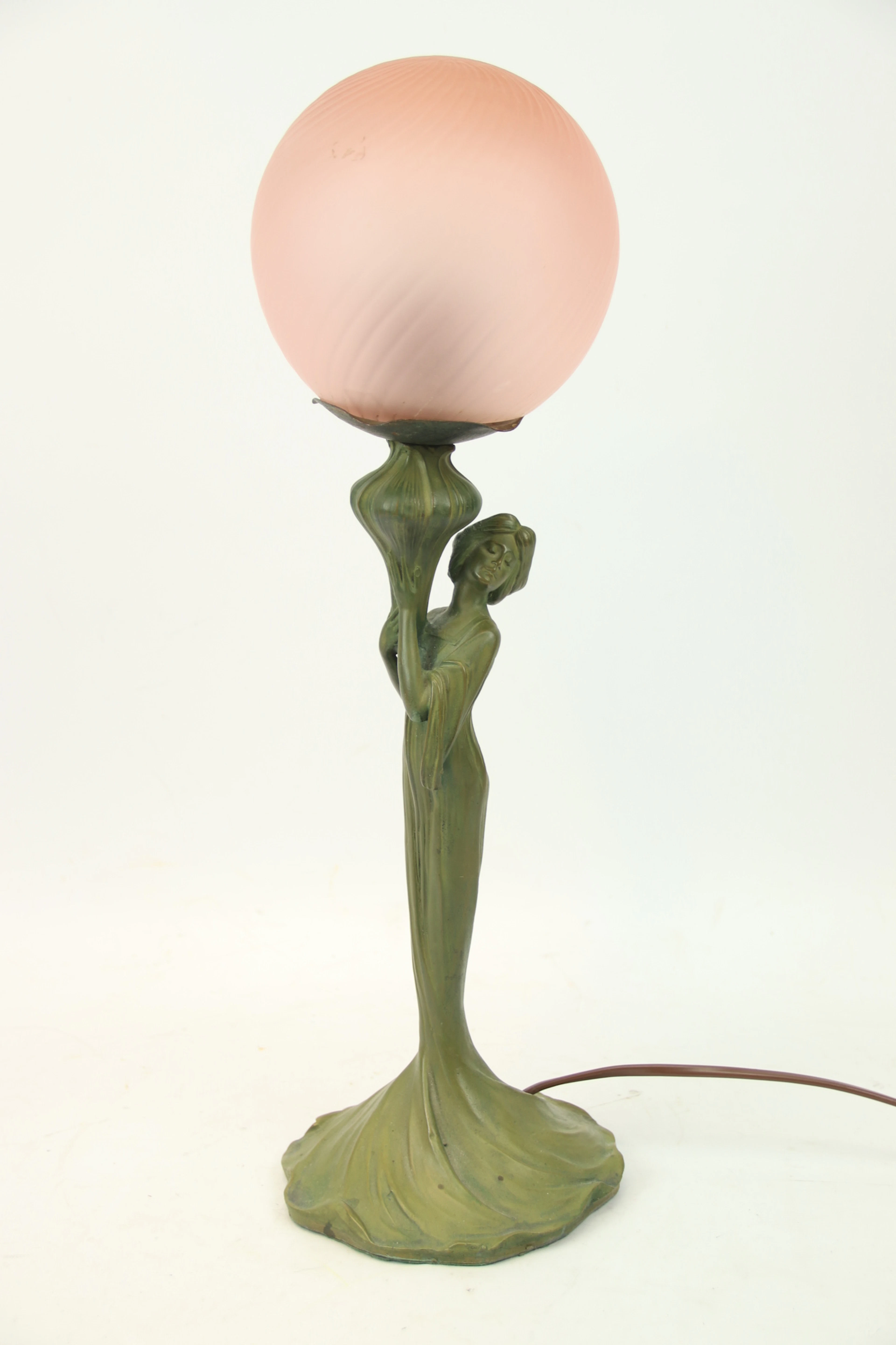 Lámpara de mesa, de vidrio/metal, estilo Art Nouveau, siglos XX/2000.