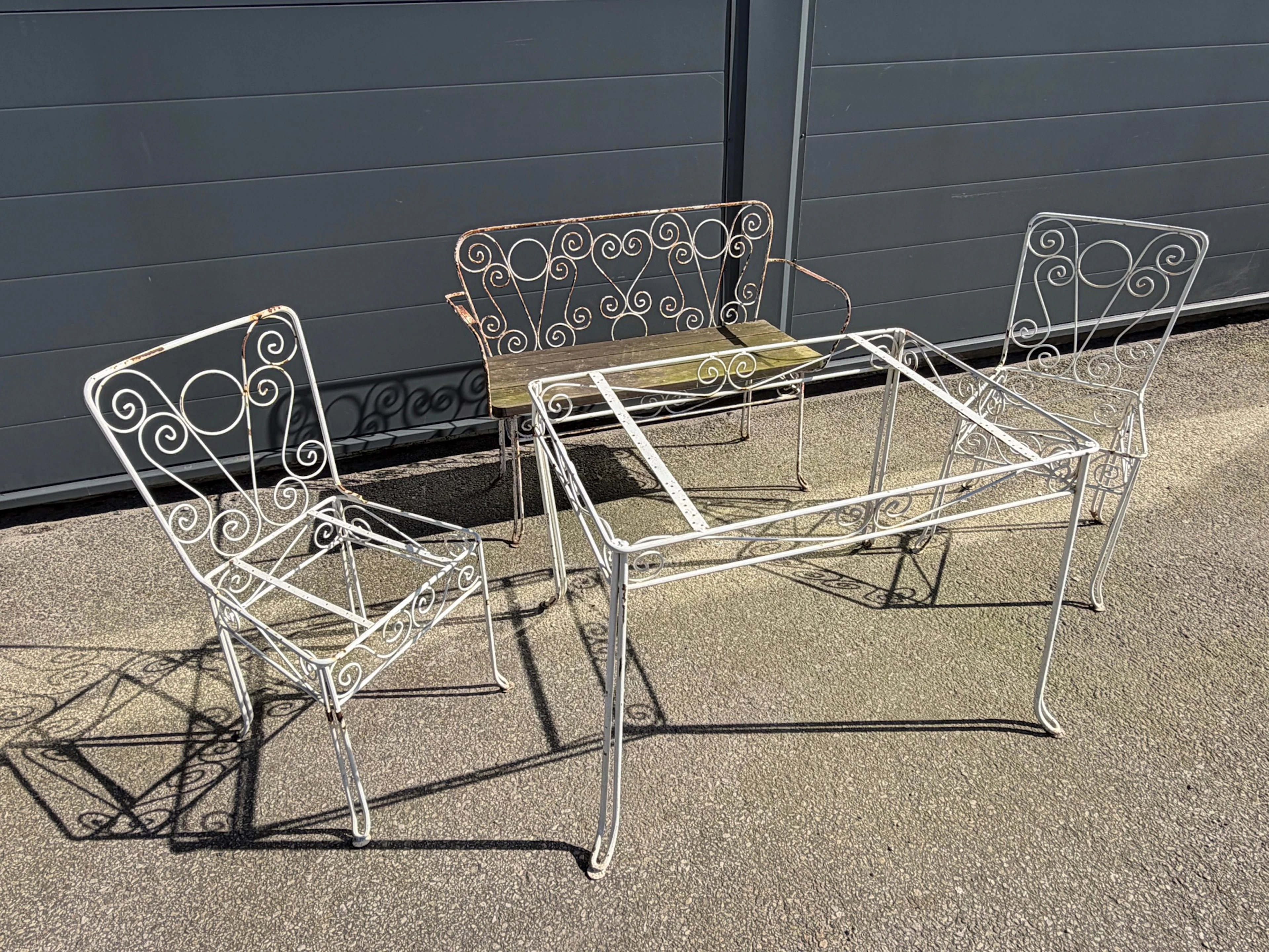 Mobili da giardino, 4 pezzi, metallo/legno.