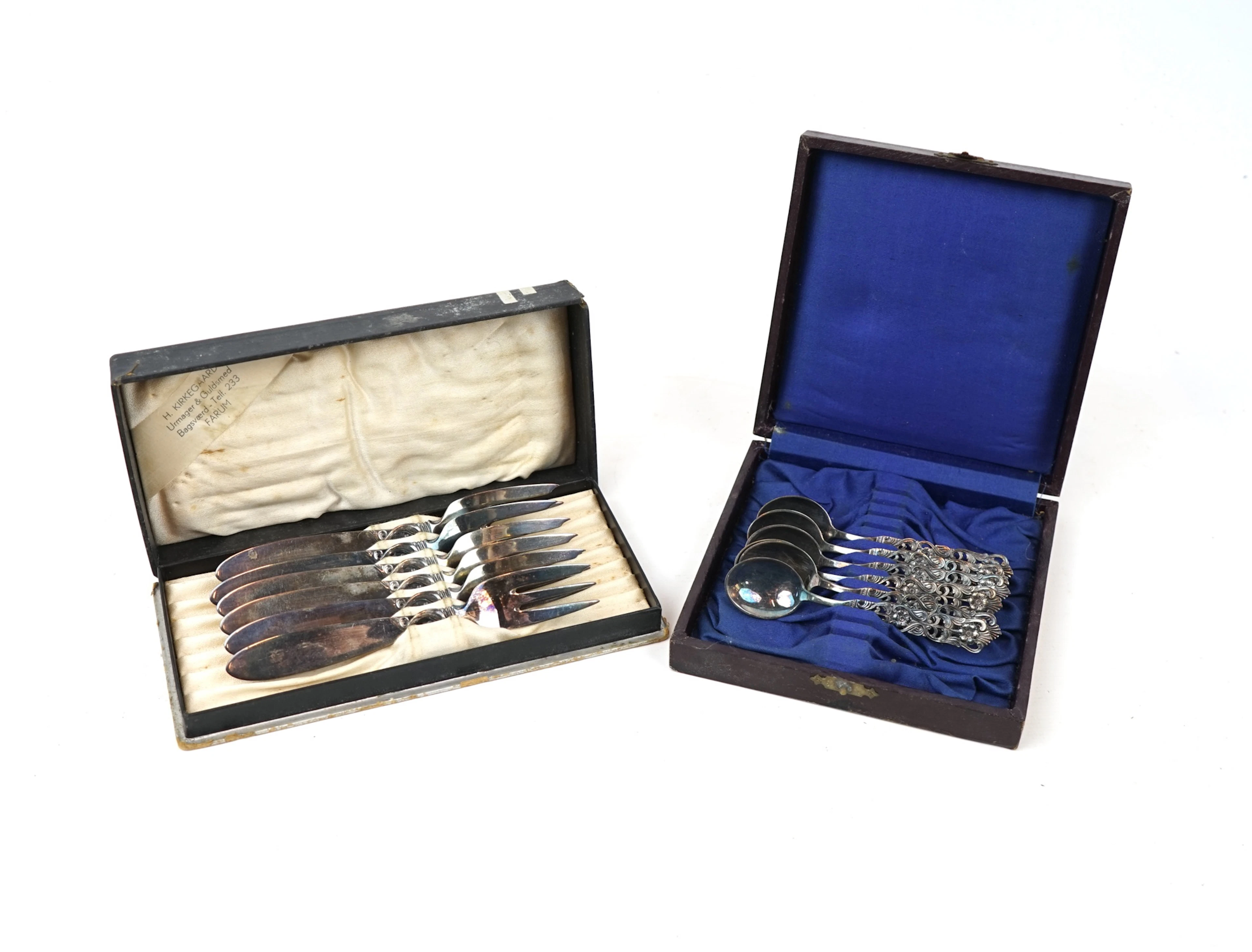 Forchette da pasta e tortine mocca, 12 pezzi, argento.