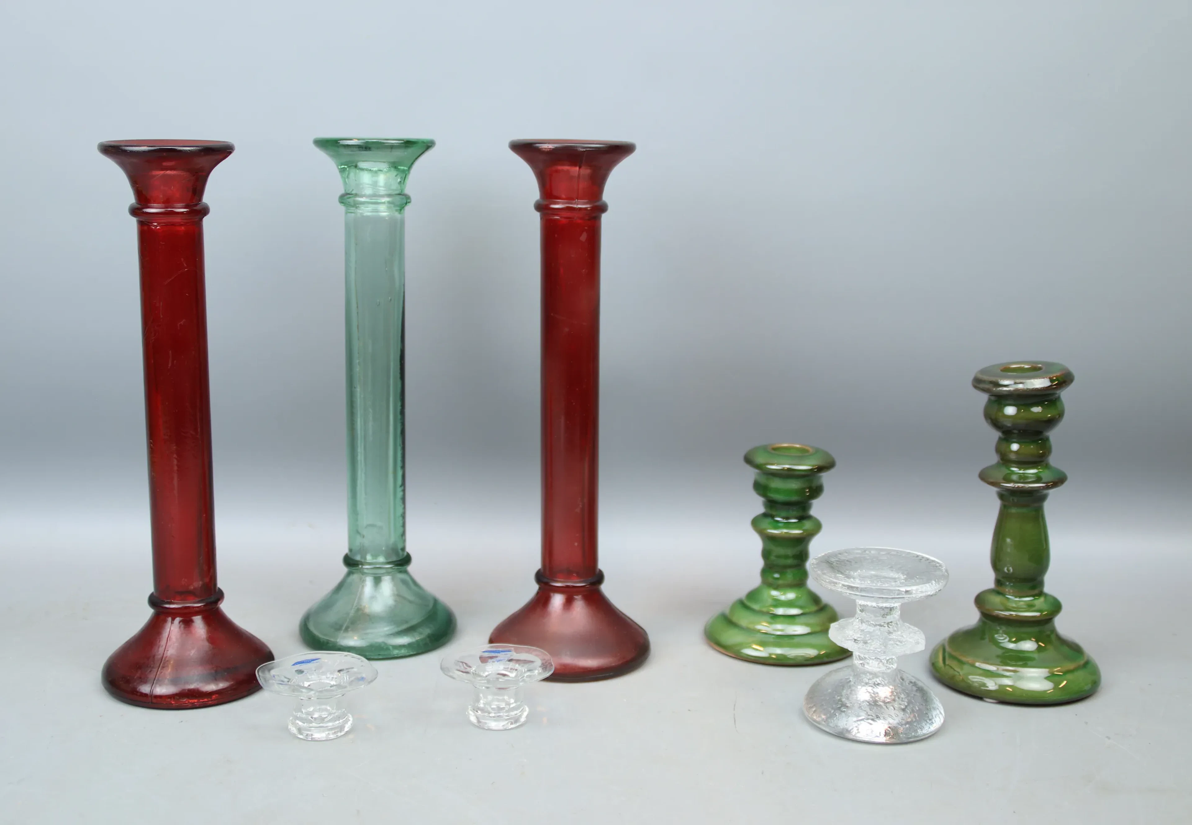 Candlesticks, 8 pcs, glass/ceramics, e.g. Timo Sarpaneva, Festivo, Iittala.