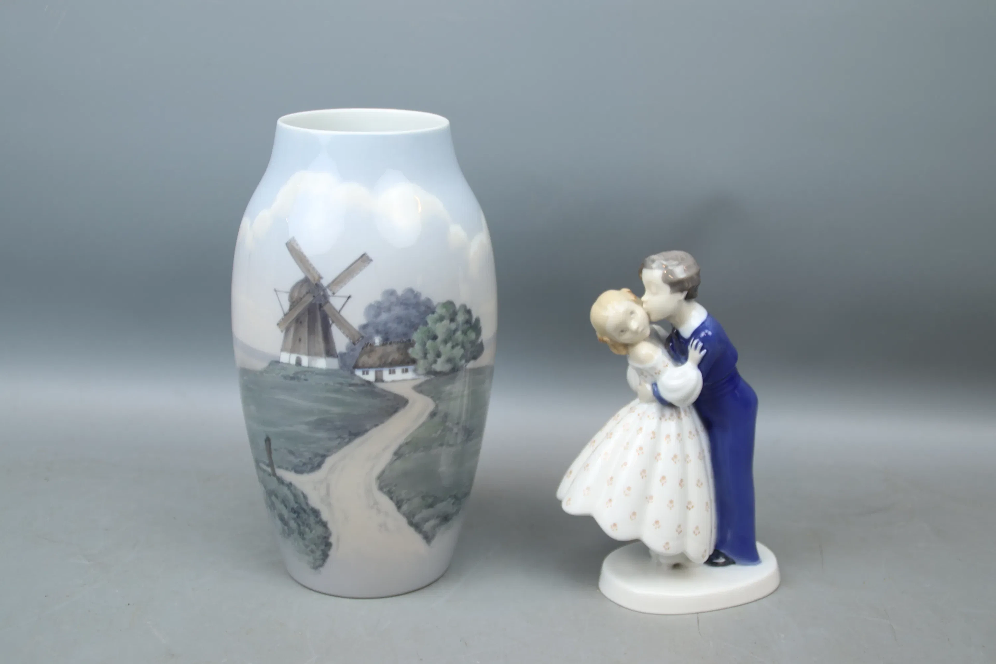 Vase und Figur, Porzellan, Bing & Gröndahl.