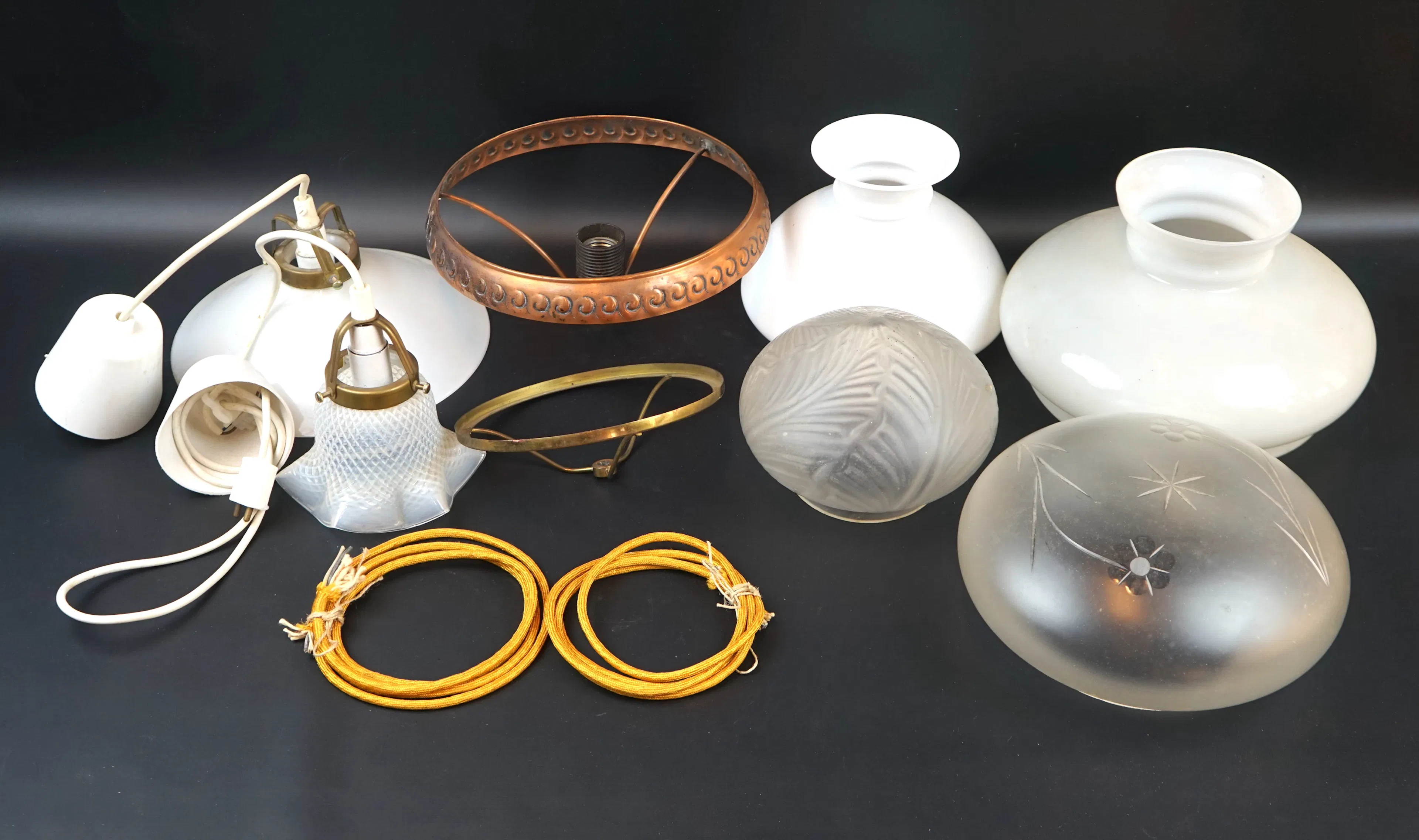Lamp cups, ceiling lamps, etc., 10 pieces, glass/metal.