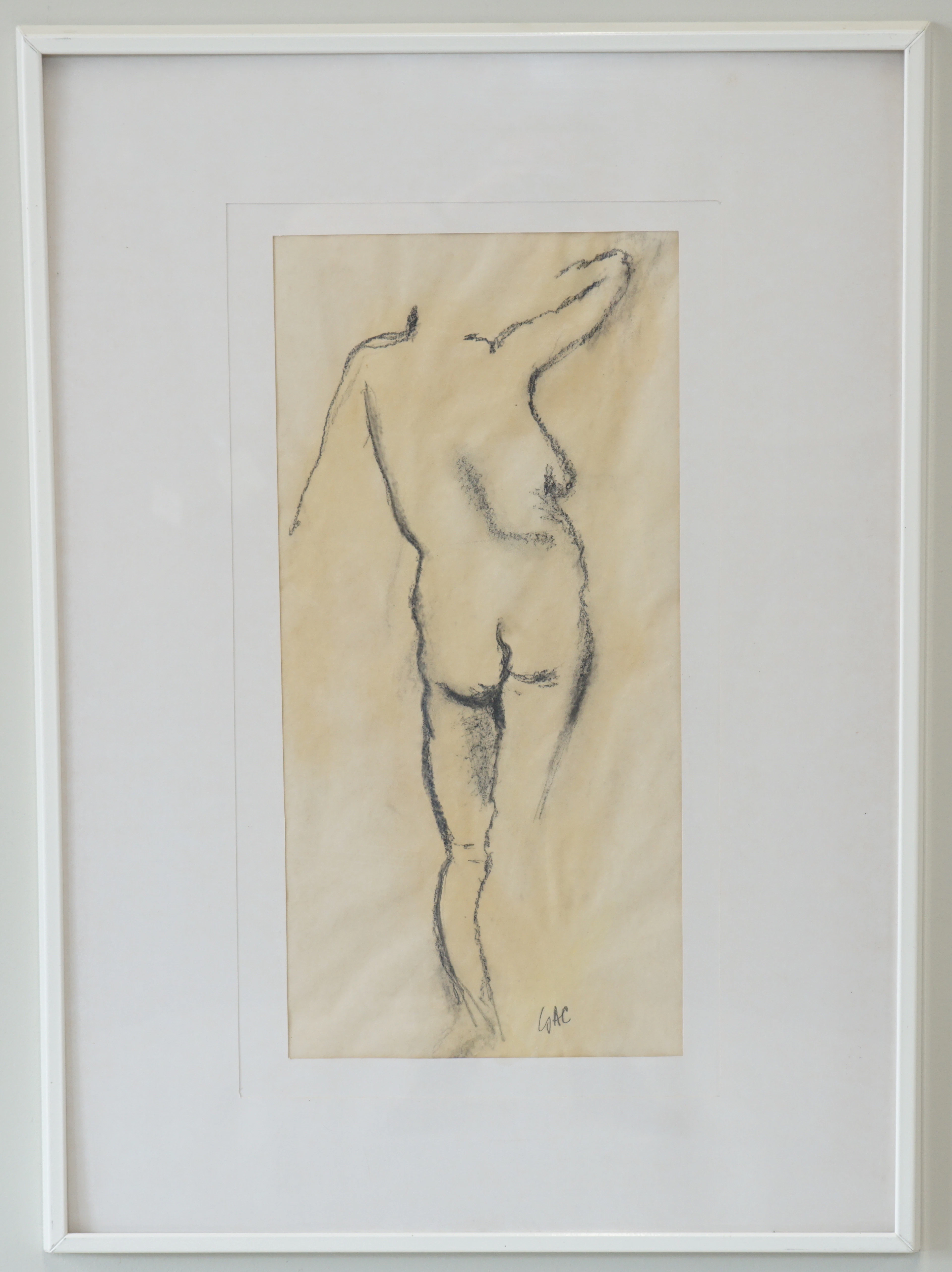 Görel Collin, disegno a carboncino, firmato con monogramma.