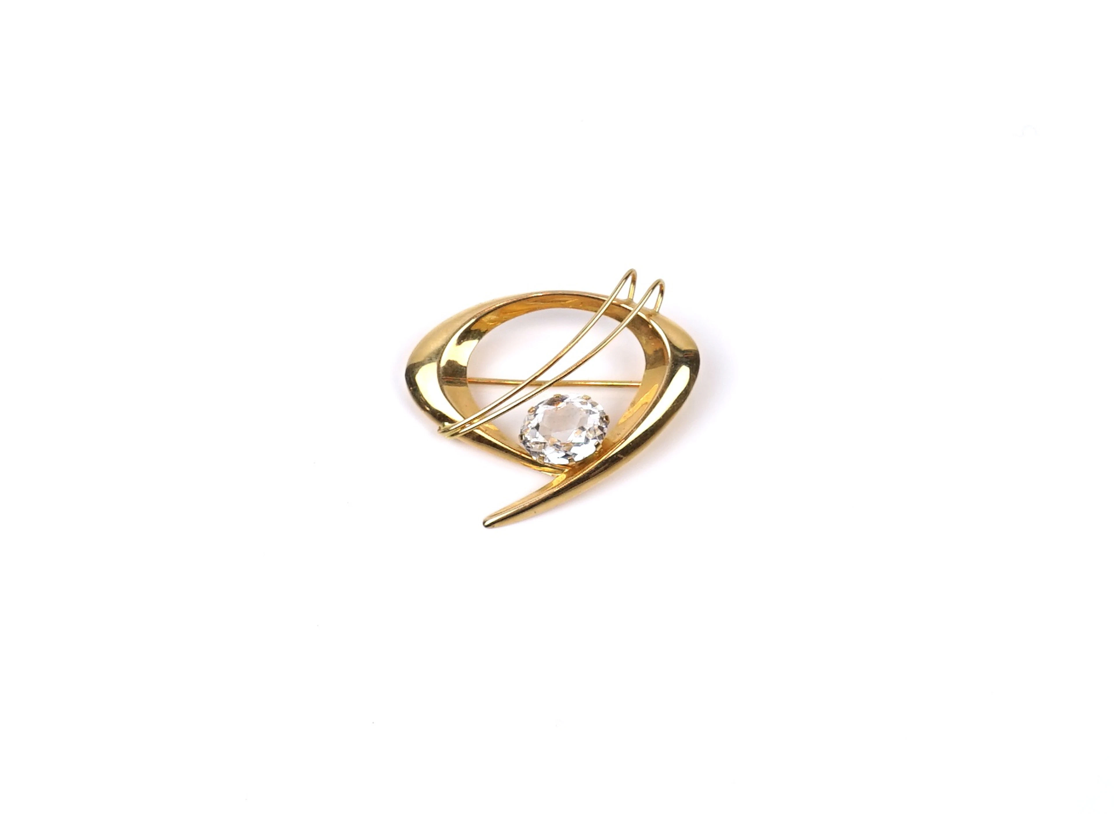 Spilla, pietra/oro 18k.