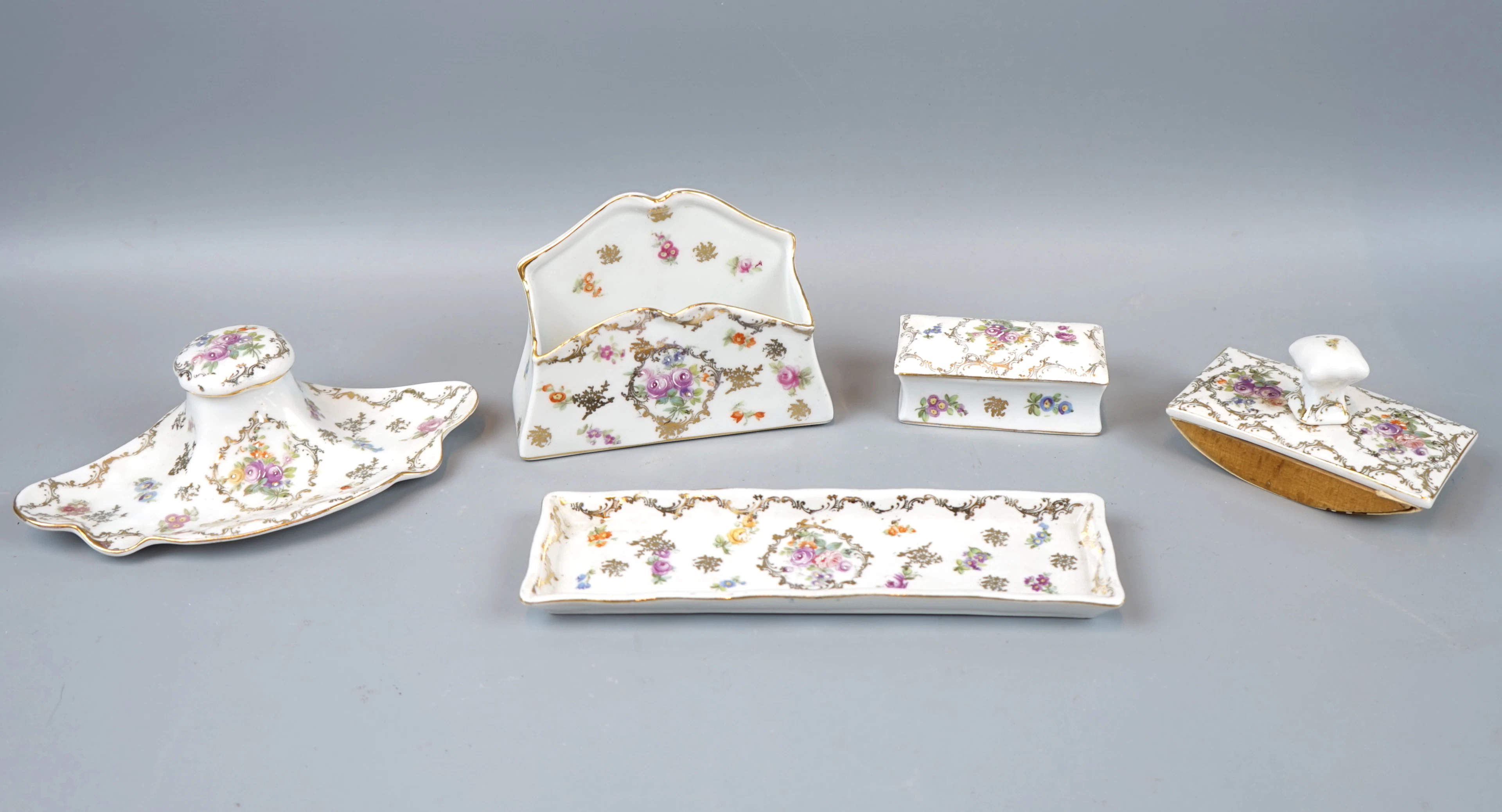 Desk essay, 5 parts, porcelain, Meissen.