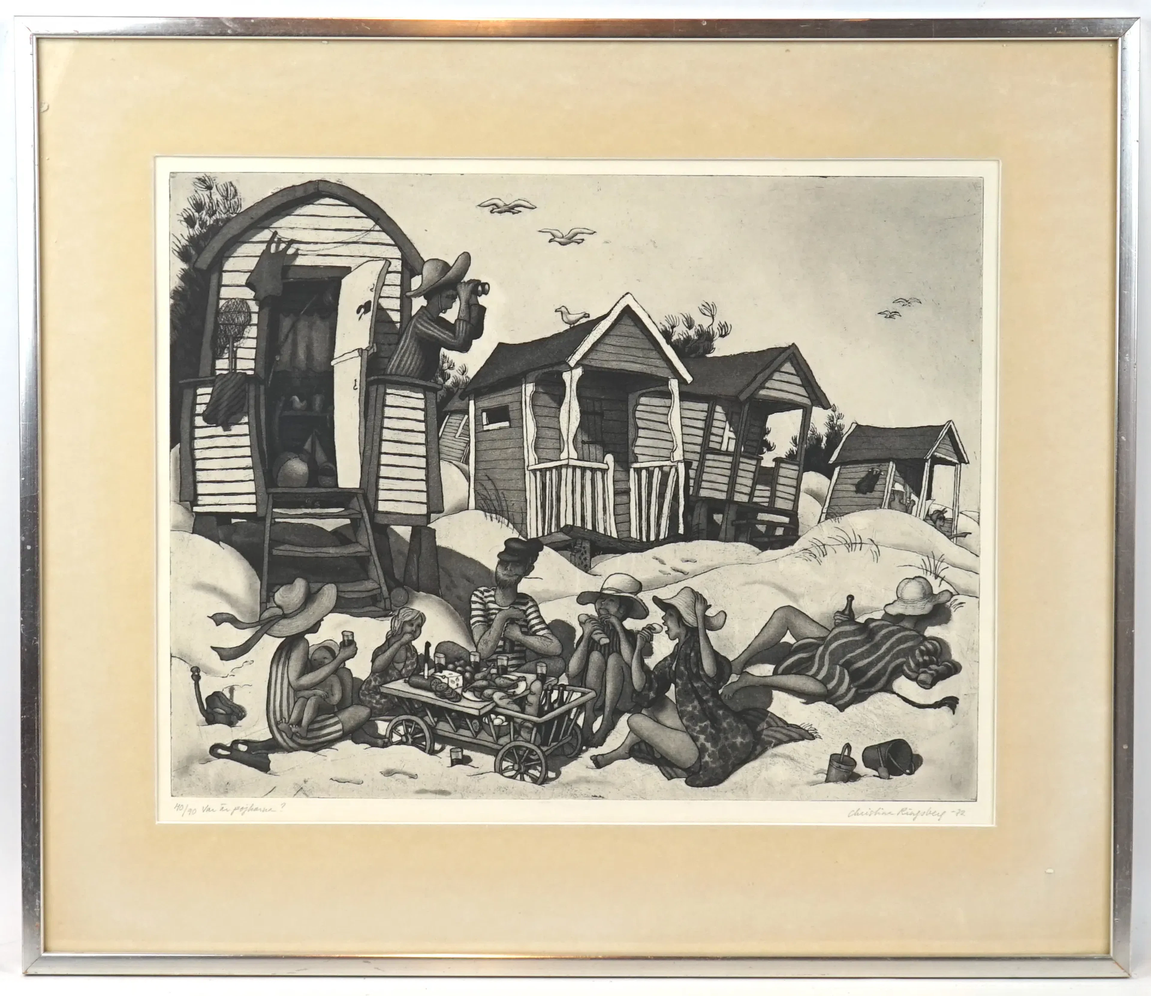 Christina Ringberg, ''Where are the boys'', etching 40/90, signed, 1972.