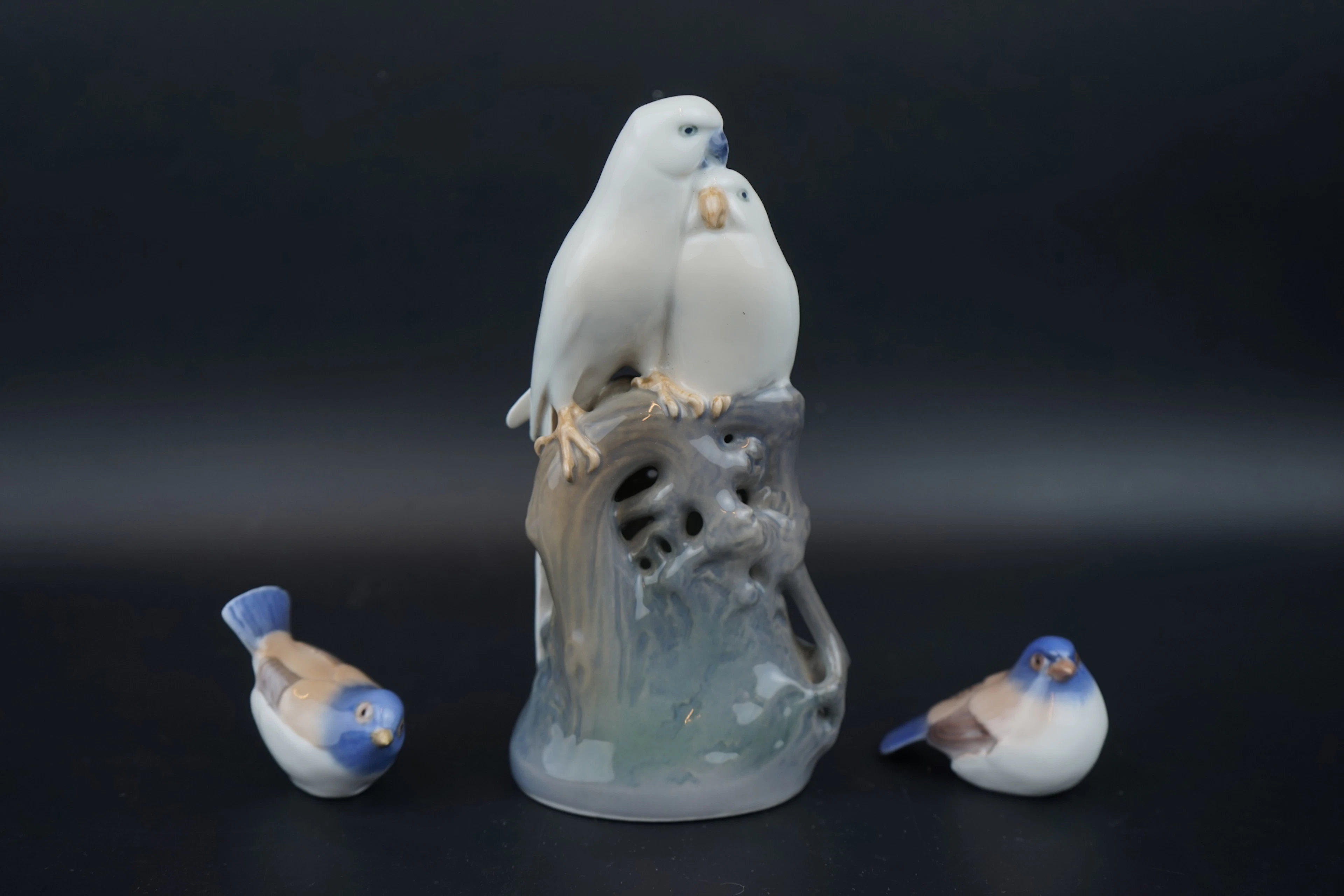 Figuren, 3 Stück, Vögel, Porzellan, Bing & Grondahl und Royal Copenhagen.