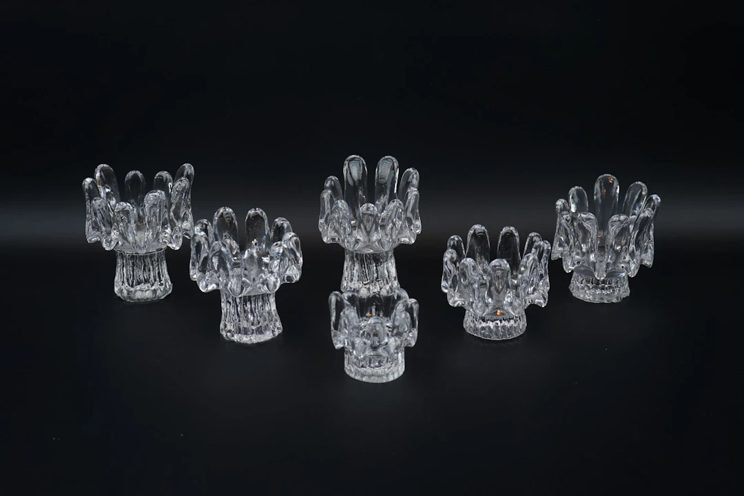 Göran Wärff, 6 candelabros de cristal, "Girasol", Kosta Boda.
